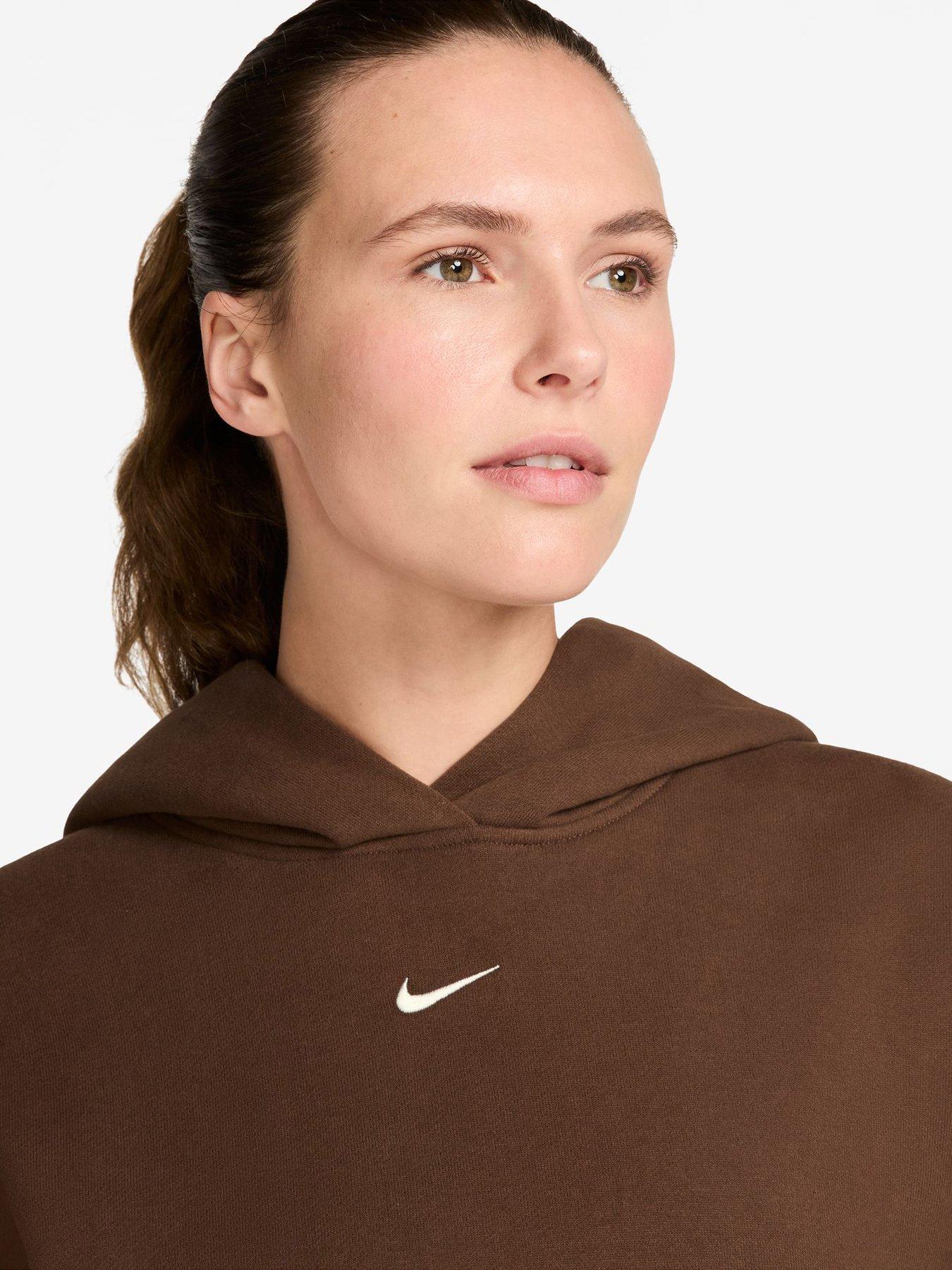 Image 3 of 3 of Nike Womens Studio Fleece Oversized Hoodie - Brown