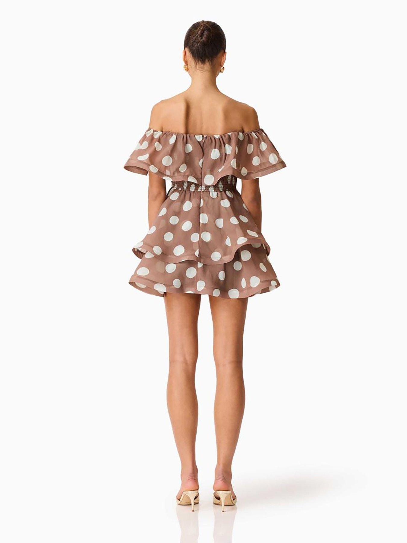 Image 2 of 5 of Elliatt Sola Polka Dot Mini Dress - Brown