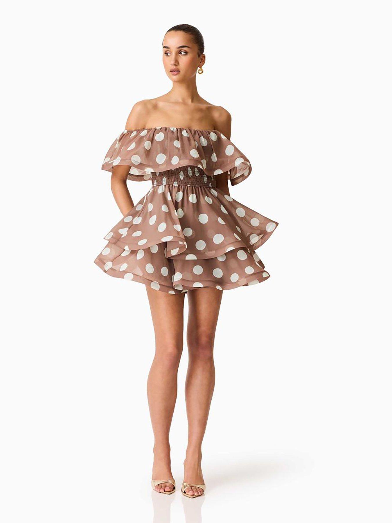 Image 3 of 5 of Elliatt Sola Polka Dot Mini Dress - Brown