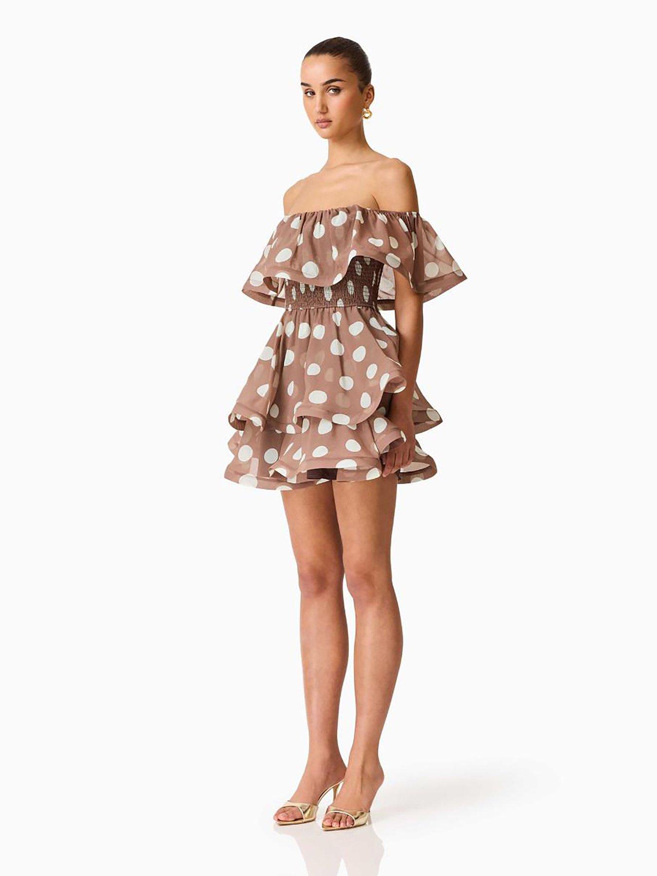 Image 4 of 5 of Elliatt Sola Polka Dot Mini Dress - Brown