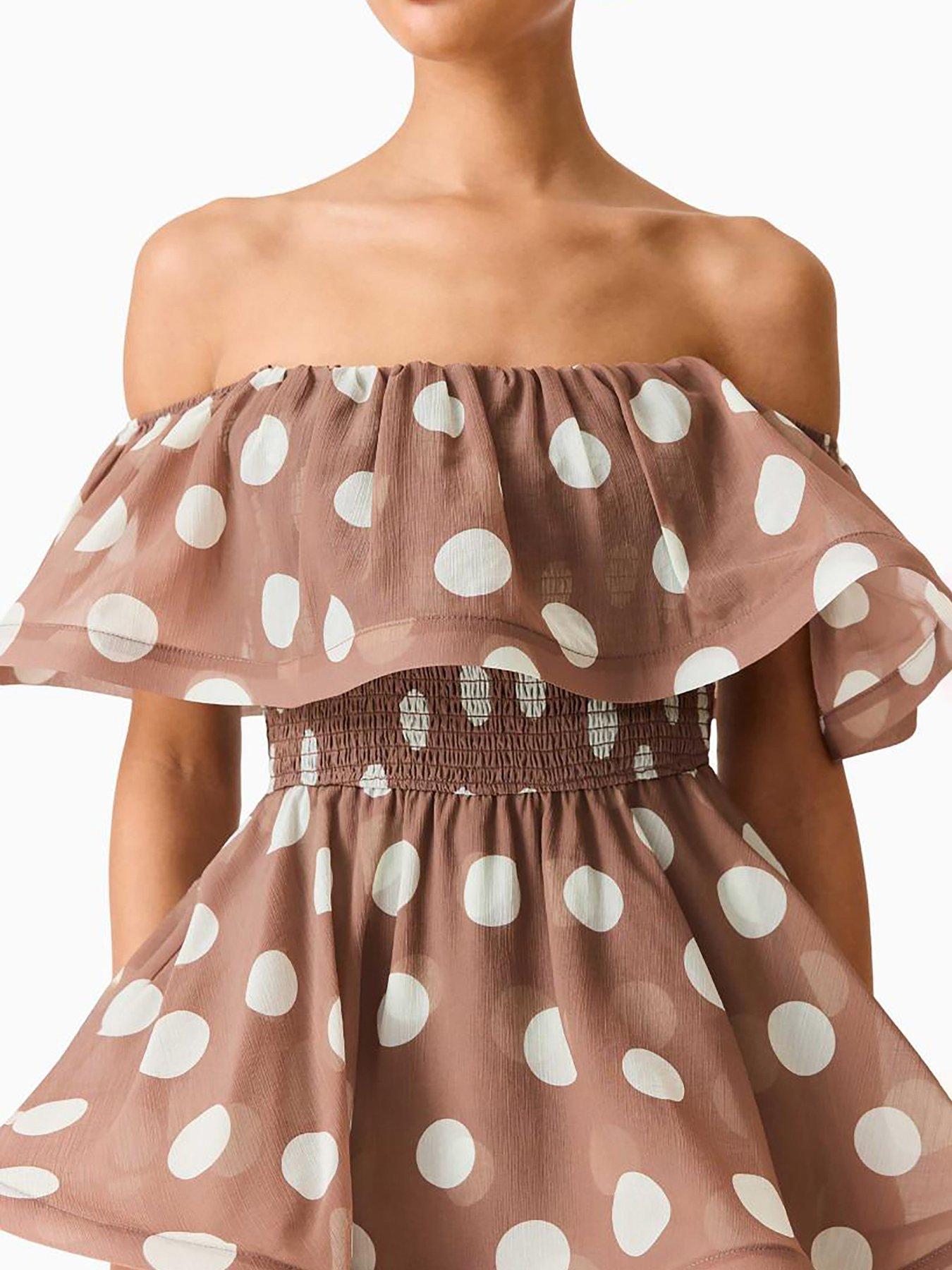 Image 5 of 5 of Elliatt Sola Polka Dot Mini Dress - Brown