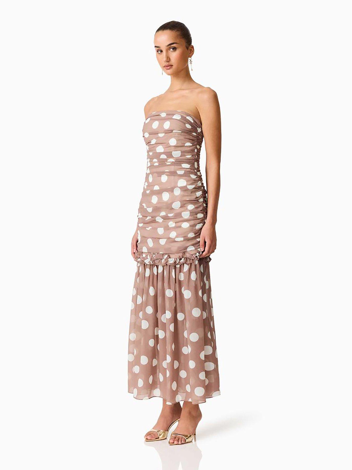 Image 3 of 3 of Elliatt Sola Polka Dot Strapless Gown - Brown