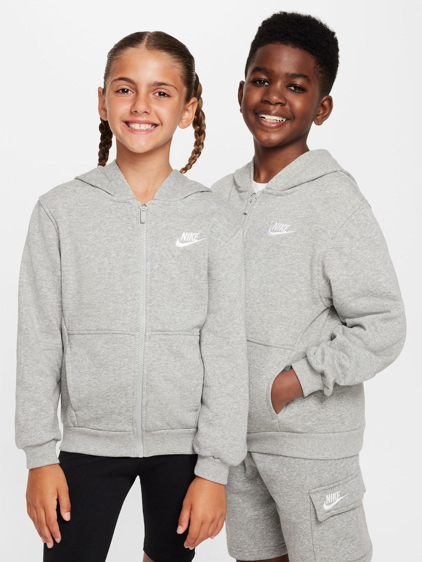 Nike Big Kids' Club Fleece Zip Through Hoodie - Dark Grey