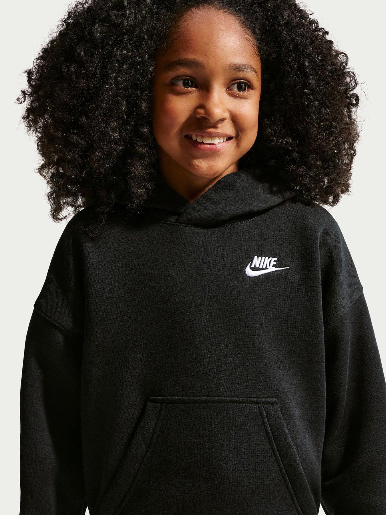 Image 2 of 5 of Nike Big Kids Club Fleece Oversized Pullover Hoodie - Black