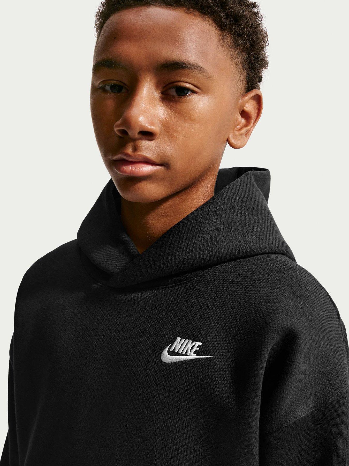 Image 4 of 5 of Nike Big Kids Club Fleece Oversized Pullover Hoodie - Black