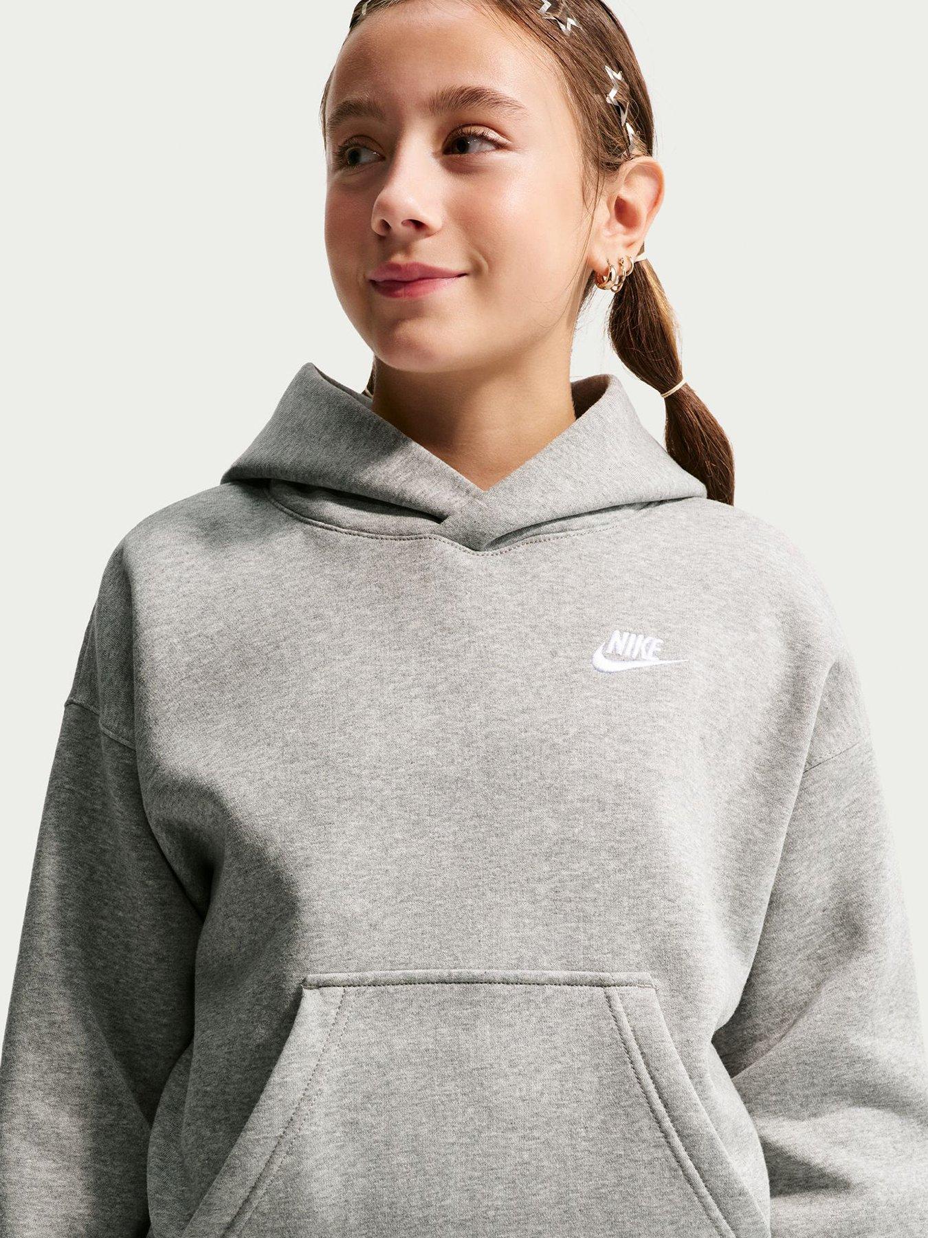 Image 2 of 5 of Nike Unisex Big Kids Club Fleece Oversized Pullover Hoodie - Grey