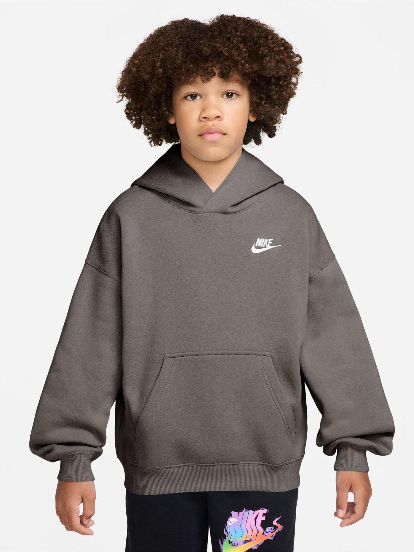 Nike Big Kids' Club Fleece Oversized Pullover Hoodie - Dark Grey