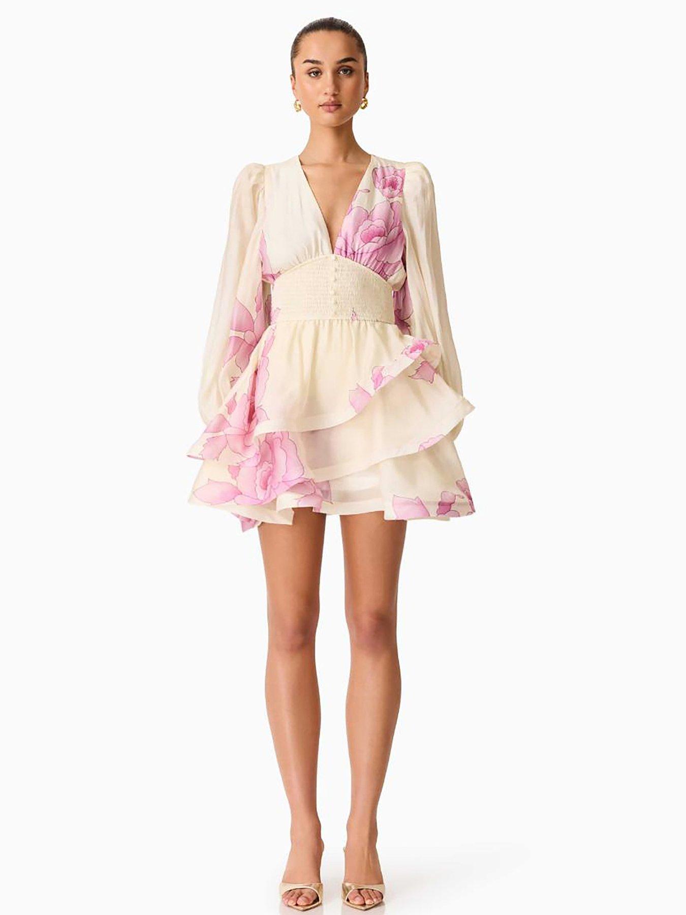 Image 1 of 6 of Elliatt Rova Long Sleeve Mini Dress - Pink