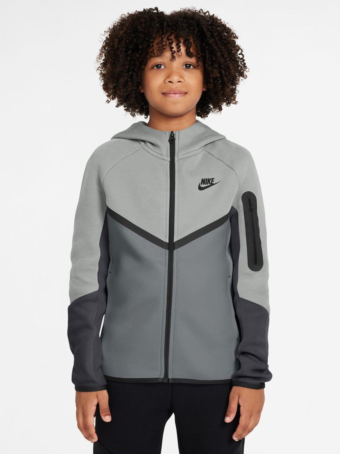 Image 1 of 3 of Nike Big Kids' Tech Fleece Full-Zip Hoodie - Grey