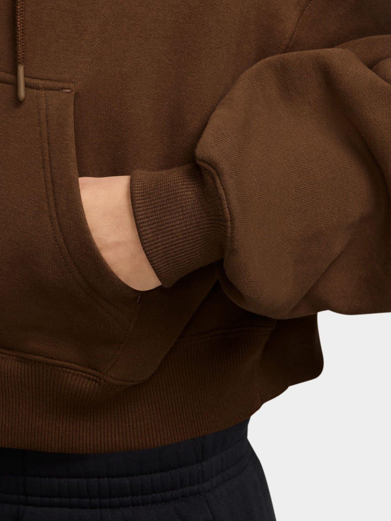 Image 3 of 3 of Nike Womens Studio Fleece Oversized Crop Full Zip Hoodie - Brown