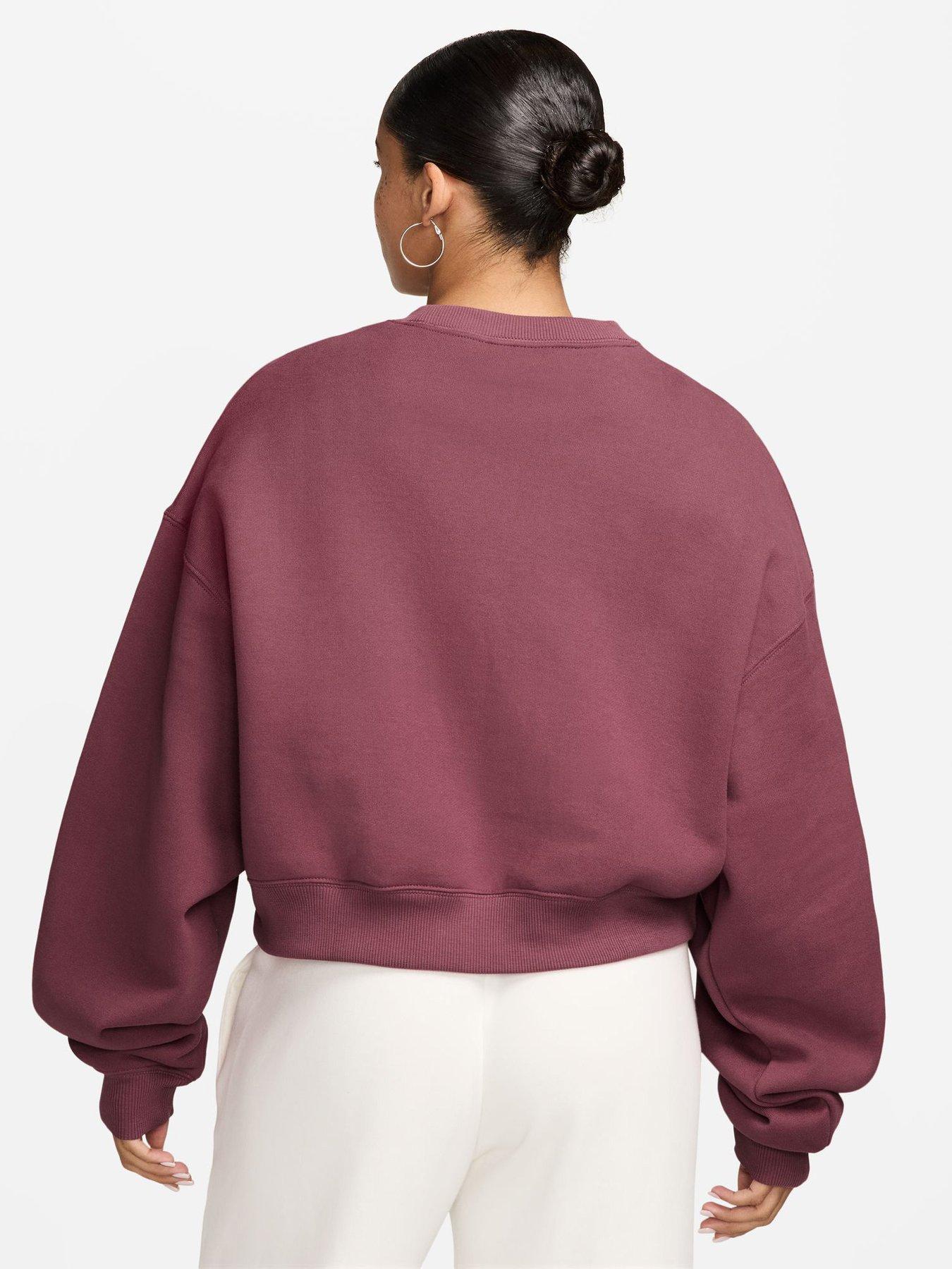 Image 2 of 3 of Nike Womens Studio Fleece Oversized Crop Crew Sweatshirt - Pink