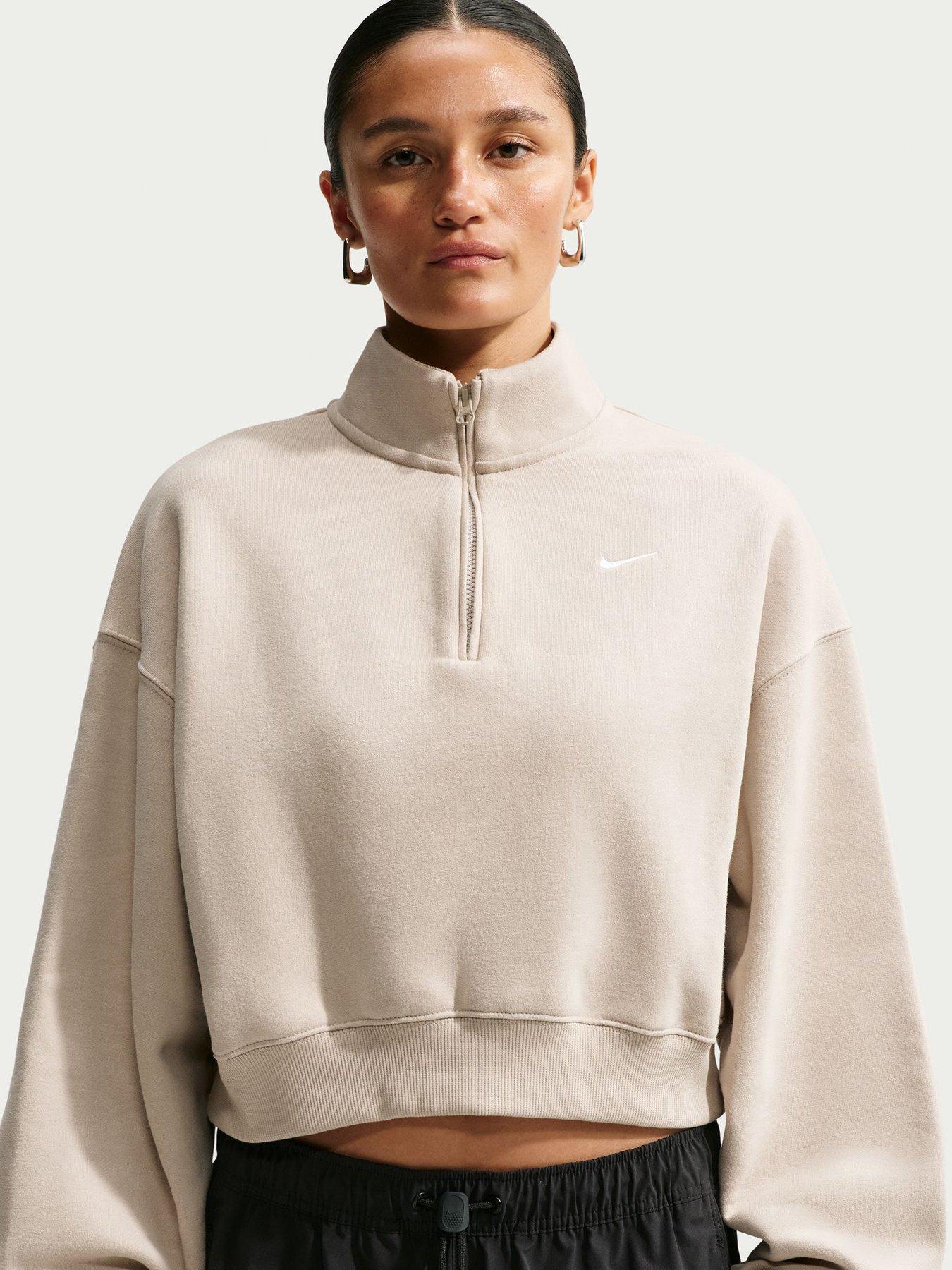 Image 1 of 6 of Nike Nike Womens Studio Fleece Oversized 1/4 Zip Sweat