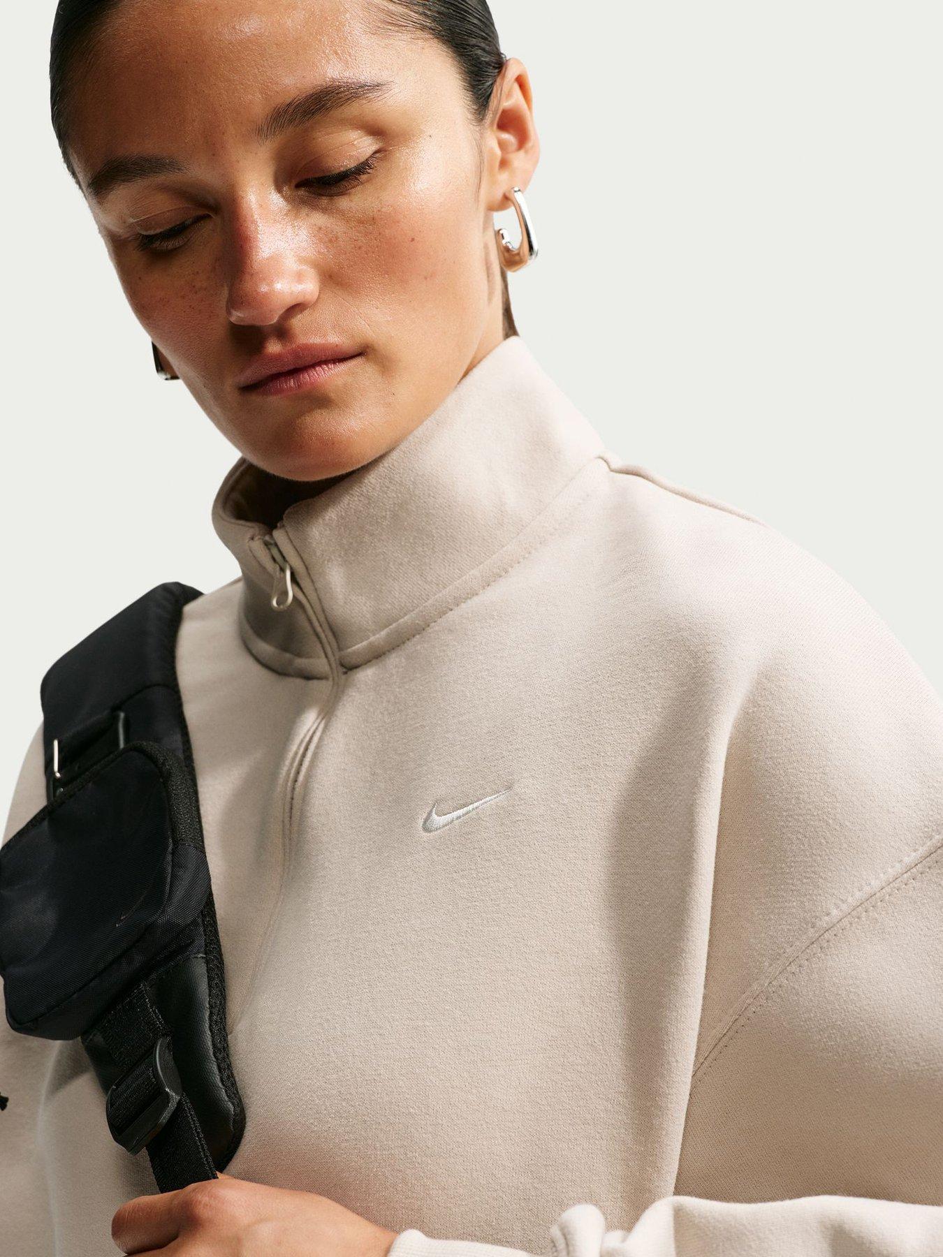 Image 4 of 6 of Nike Nike Womens Studio Fleece Oversized 1/4 Zip Sweat