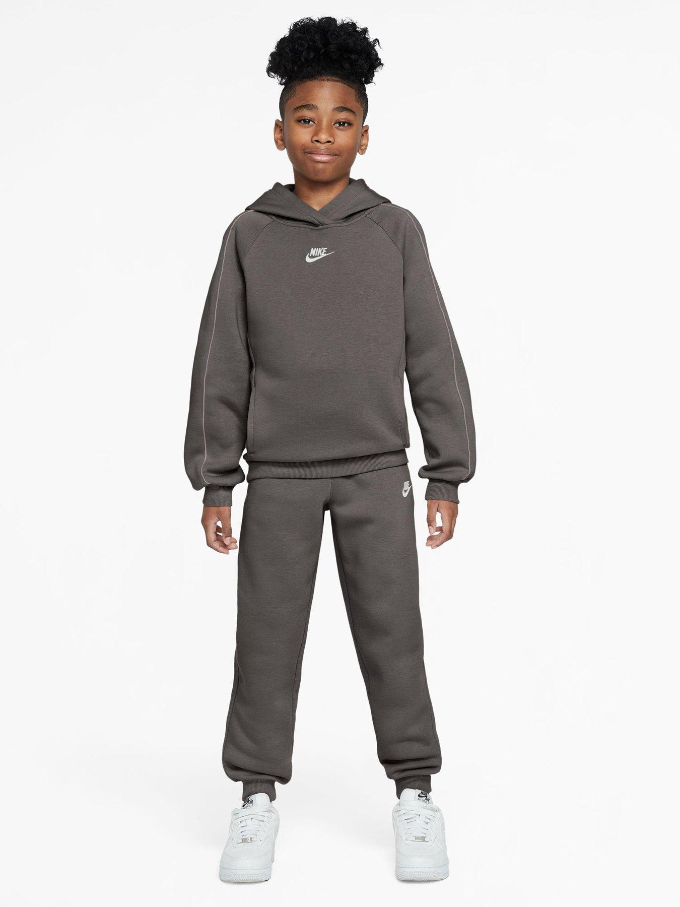 Nike Big Kids' Club Fleece Hooded Tracksuit - Dark Grey