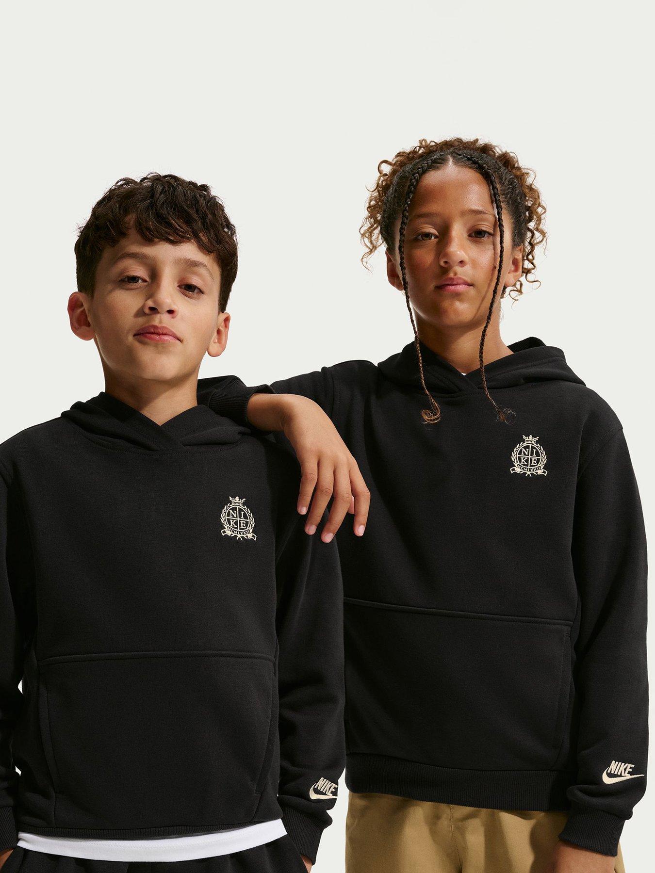 Image 1 of 4 of Nike Big Kids' Club Fleece Crest Logo Hoodie - Black