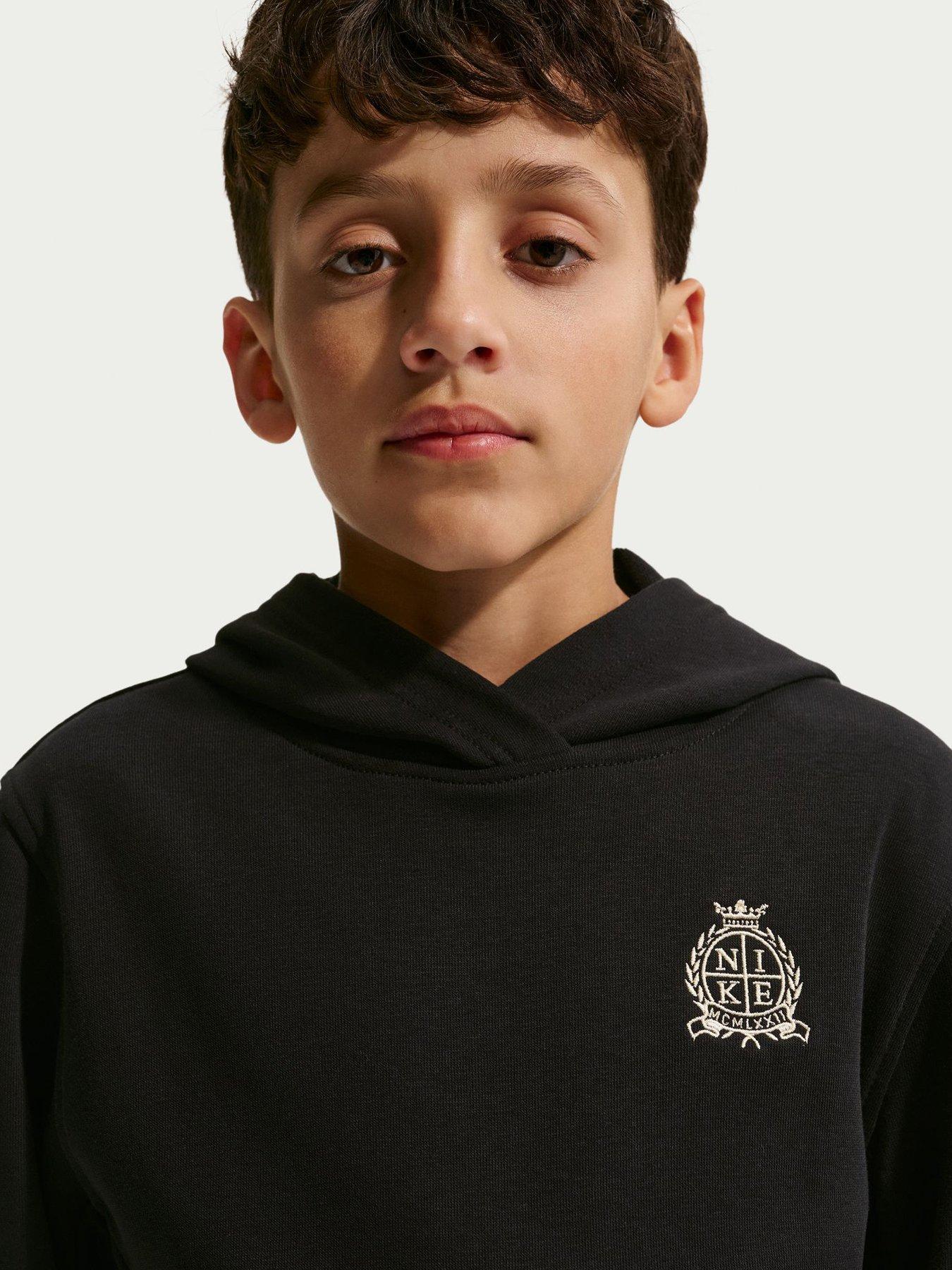 Image 4 of 4 of Nike Big Kids' Club Fleece Crest Logo Hoodie - Black