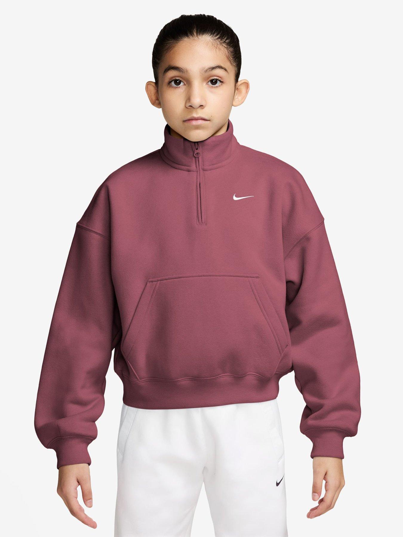 Image 1 of 3 of Nike Older Girls Studio Club Fleece 1/4 Zip Sweatshirt - Pink