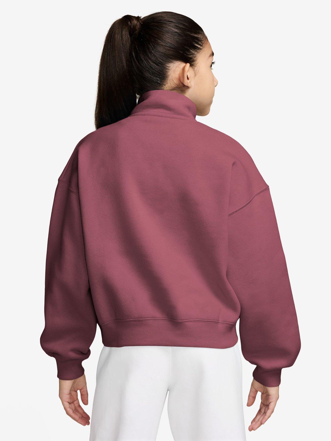 Image 2 of 3 of Nike Older Girls Studio Club Fleece 1/4 Zip Sweatshirt - Pink