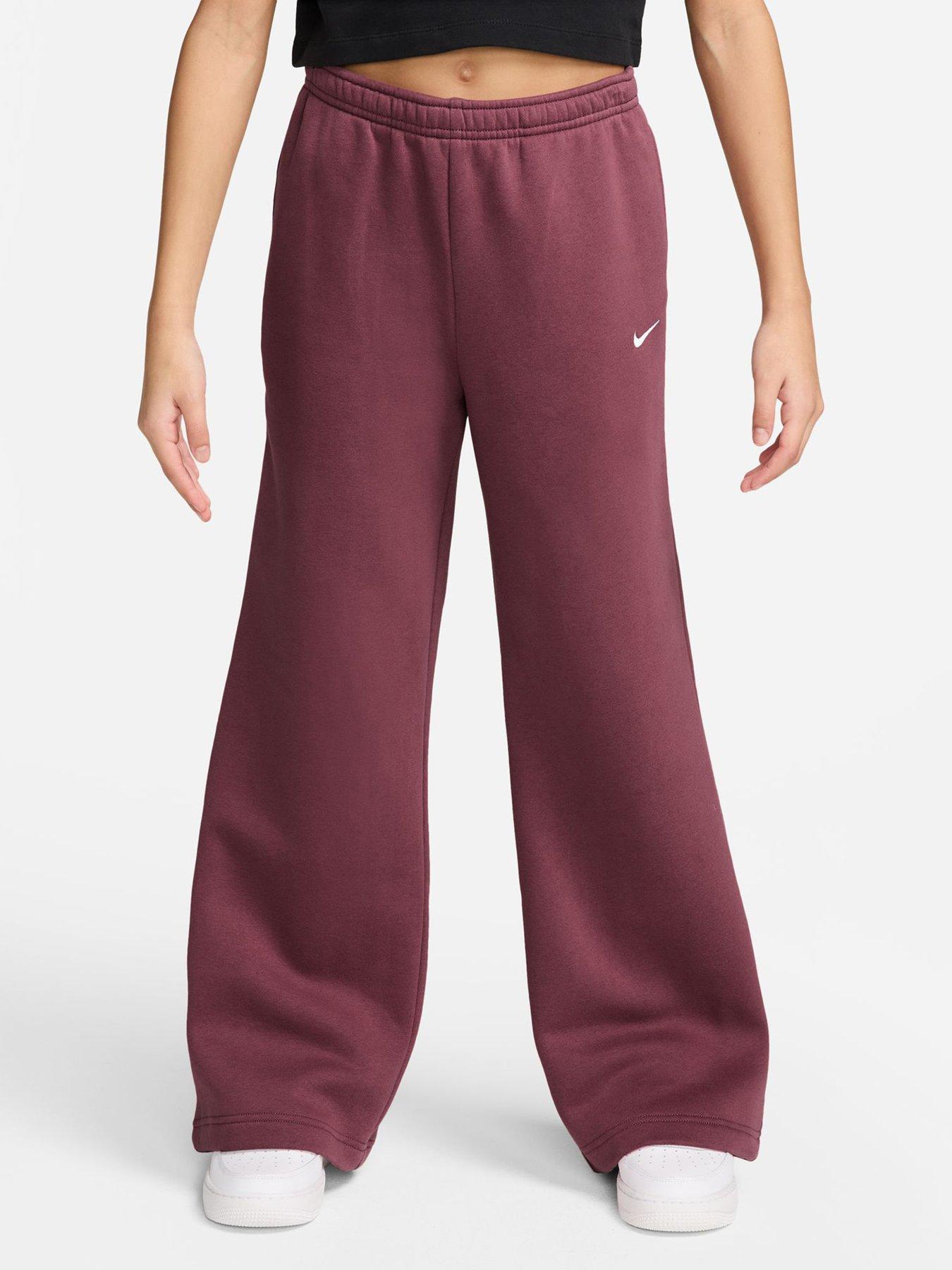 Nike Junior Girls Studio Club Fleece Open Hem Joggers - Pink