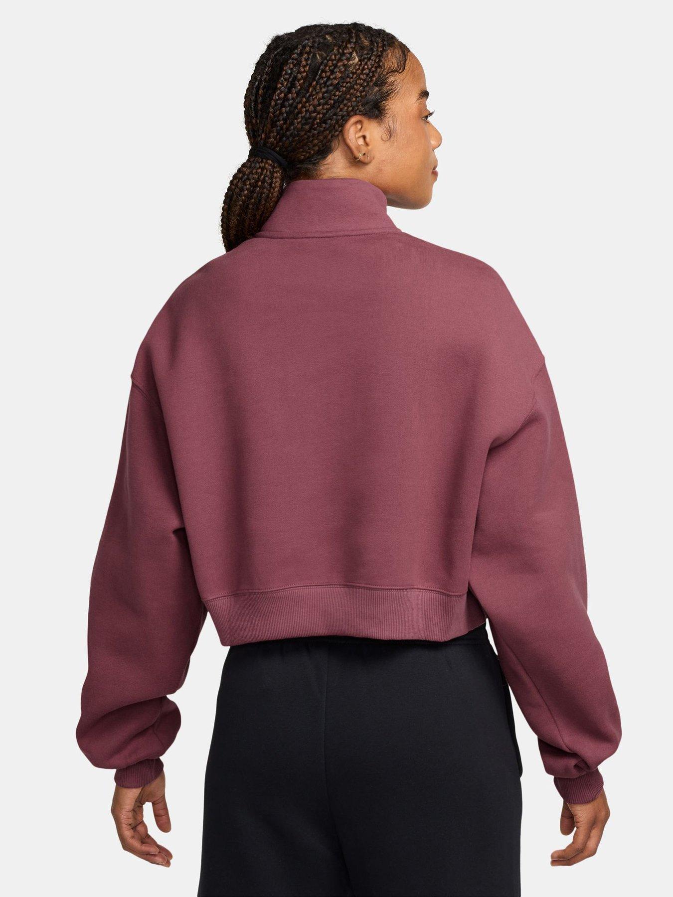 Image 2 of 3 of Nike Womens Studio Fleece Oversized 1/4 Zip Sweatshirt - Pink