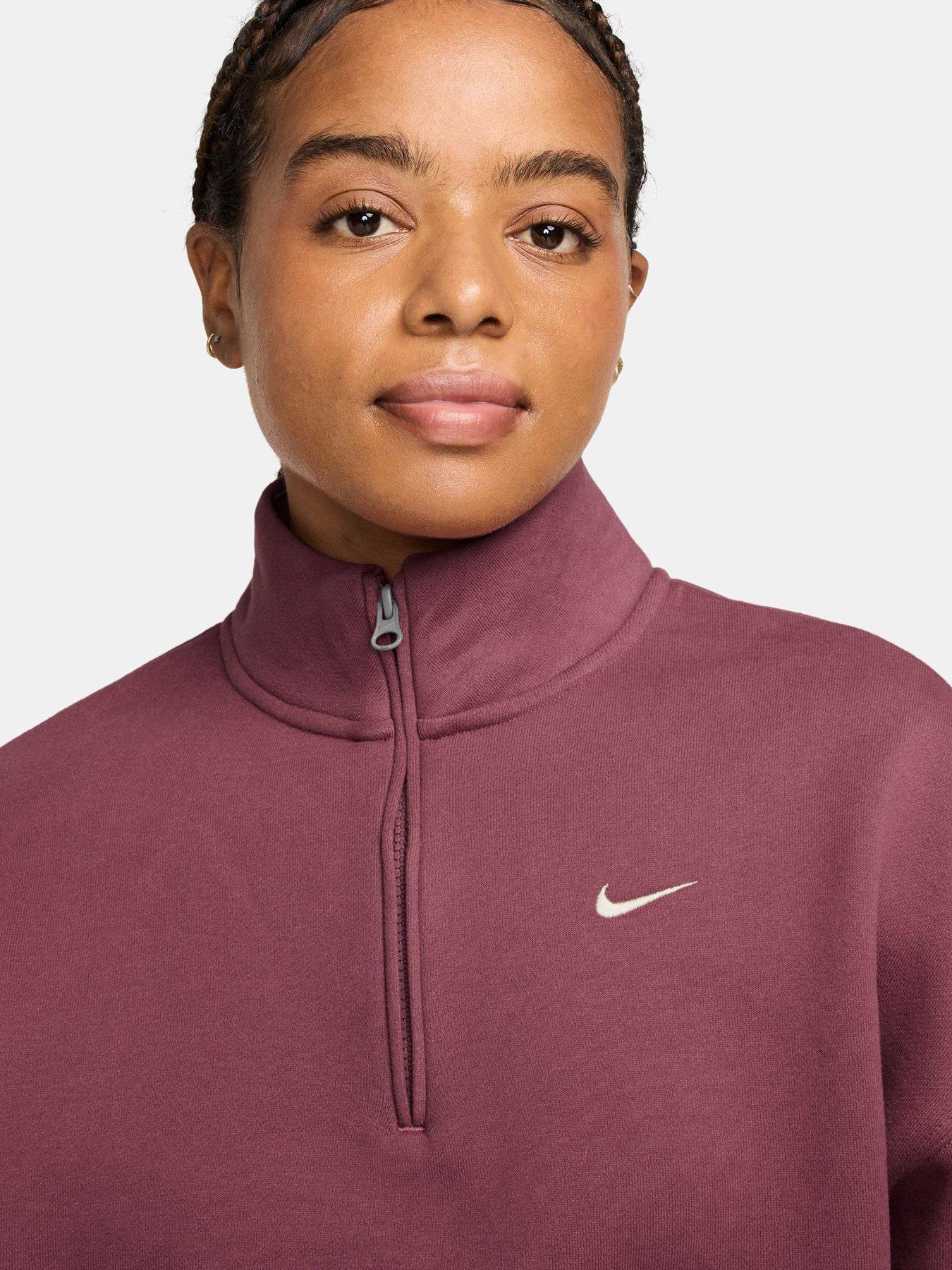 Image 3 of 3 of Nike Womens Studio Fleece Oversized 1/4 Zip Sweatshirt - Pink
