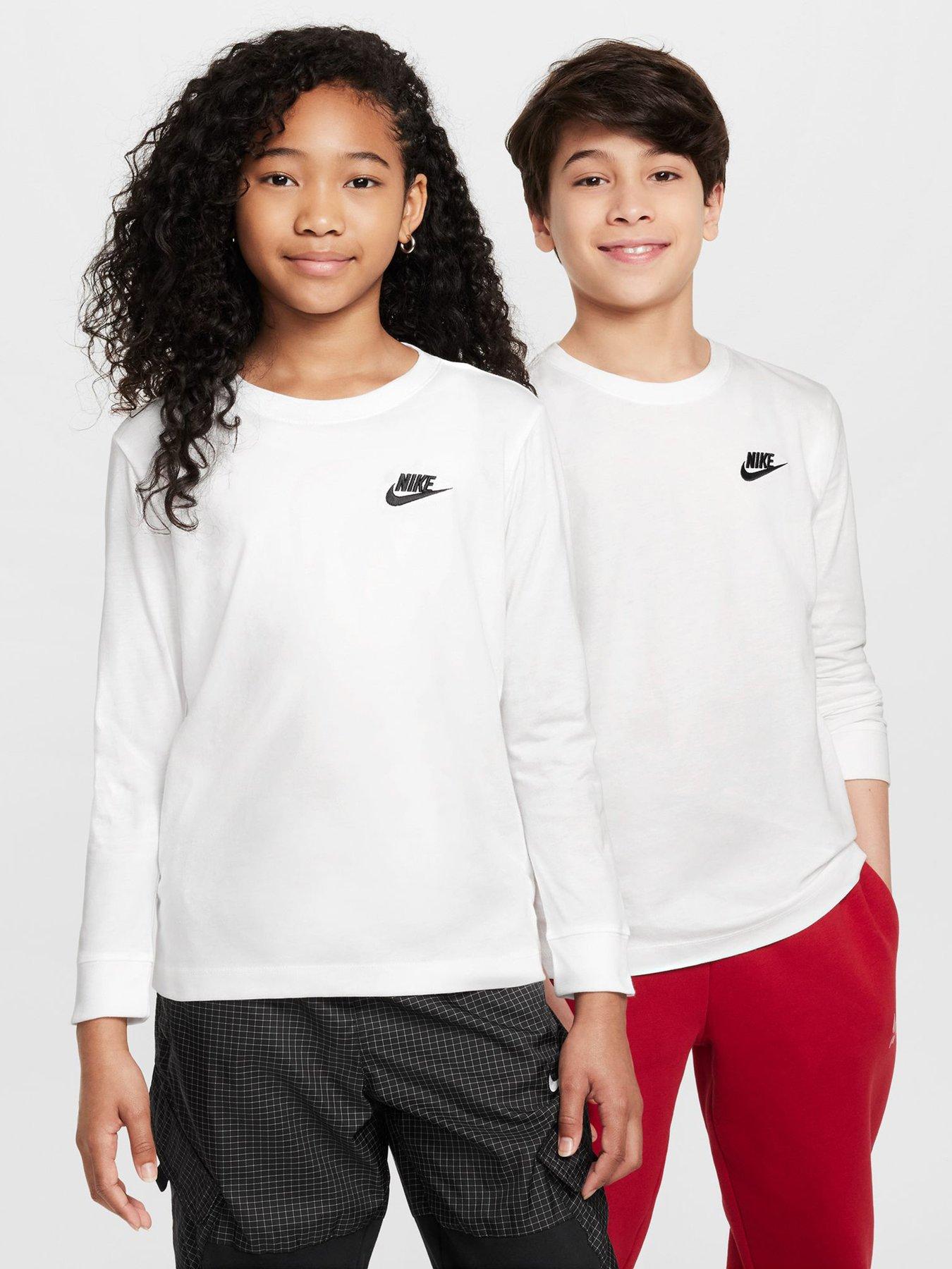 Nike Big Kids' Essentials Logo Long Sleeve T-Shirt - White