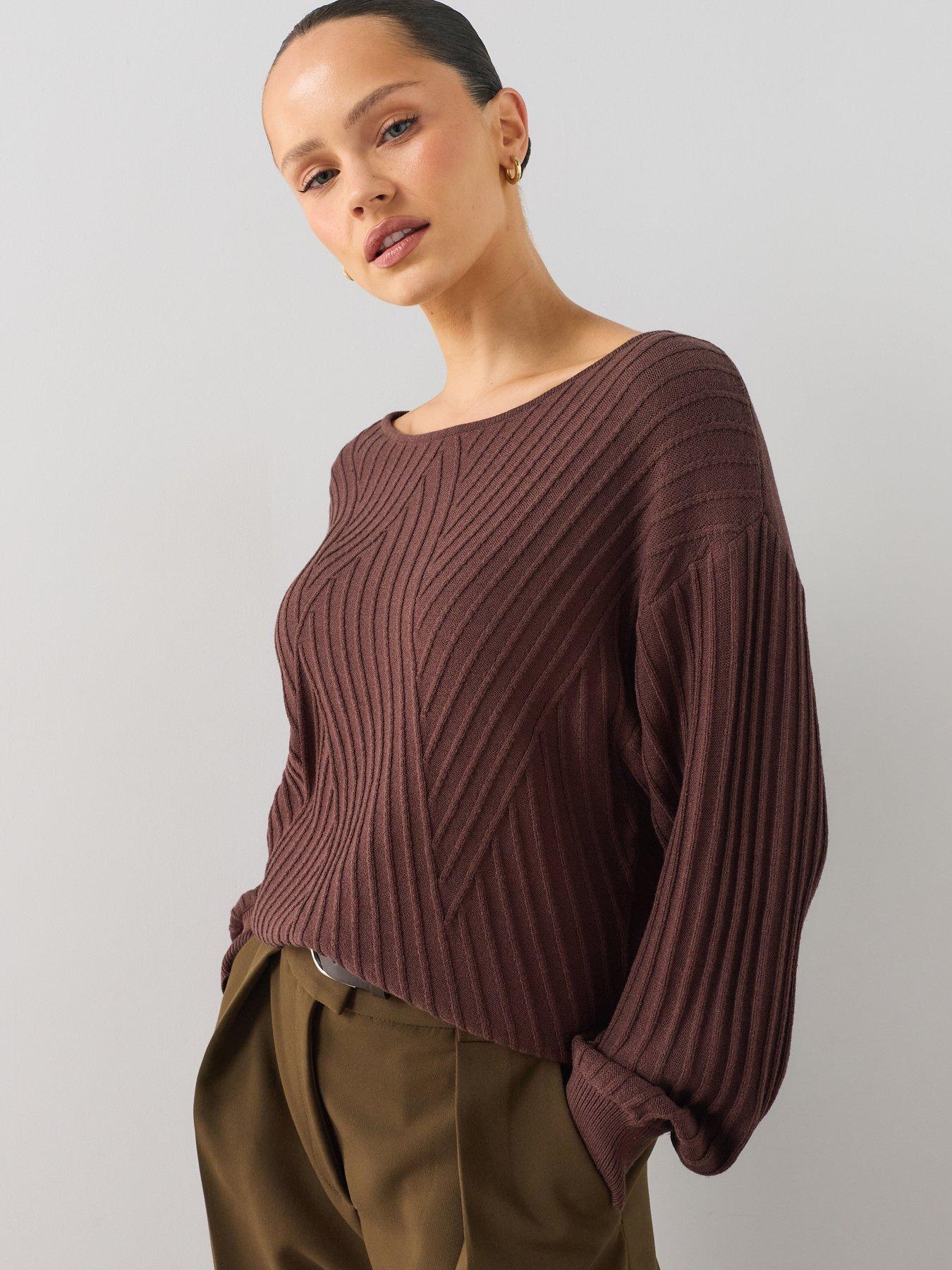 The Very Collection Classic Comfort Stitch Interest Jumper - Brown