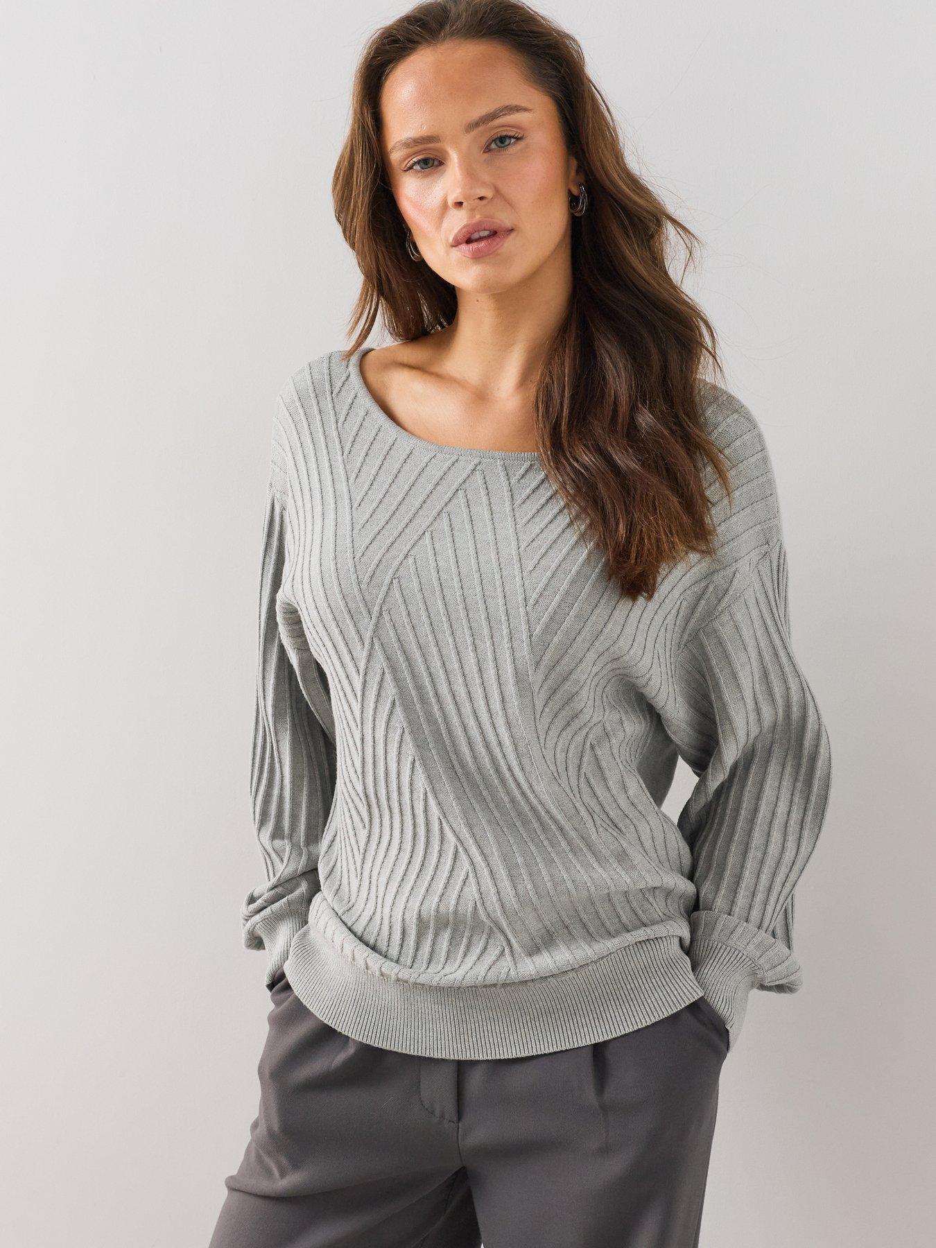 The Very Collection Classic Comfort Stitch Interest Jumper - Grey