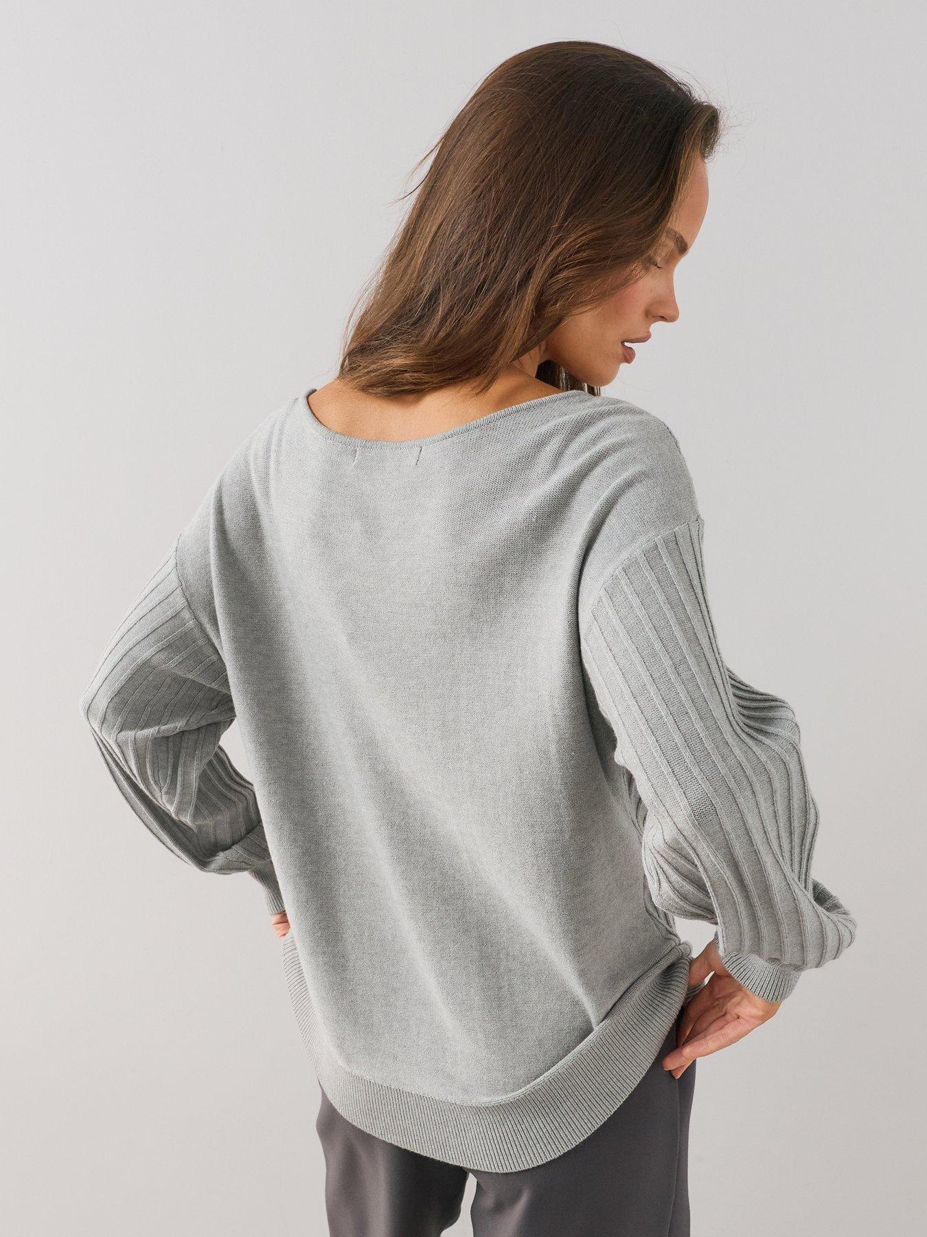 Image 2 of 7 of The Very Collection Classic Comfort Stitch Interest Jumper - Grey