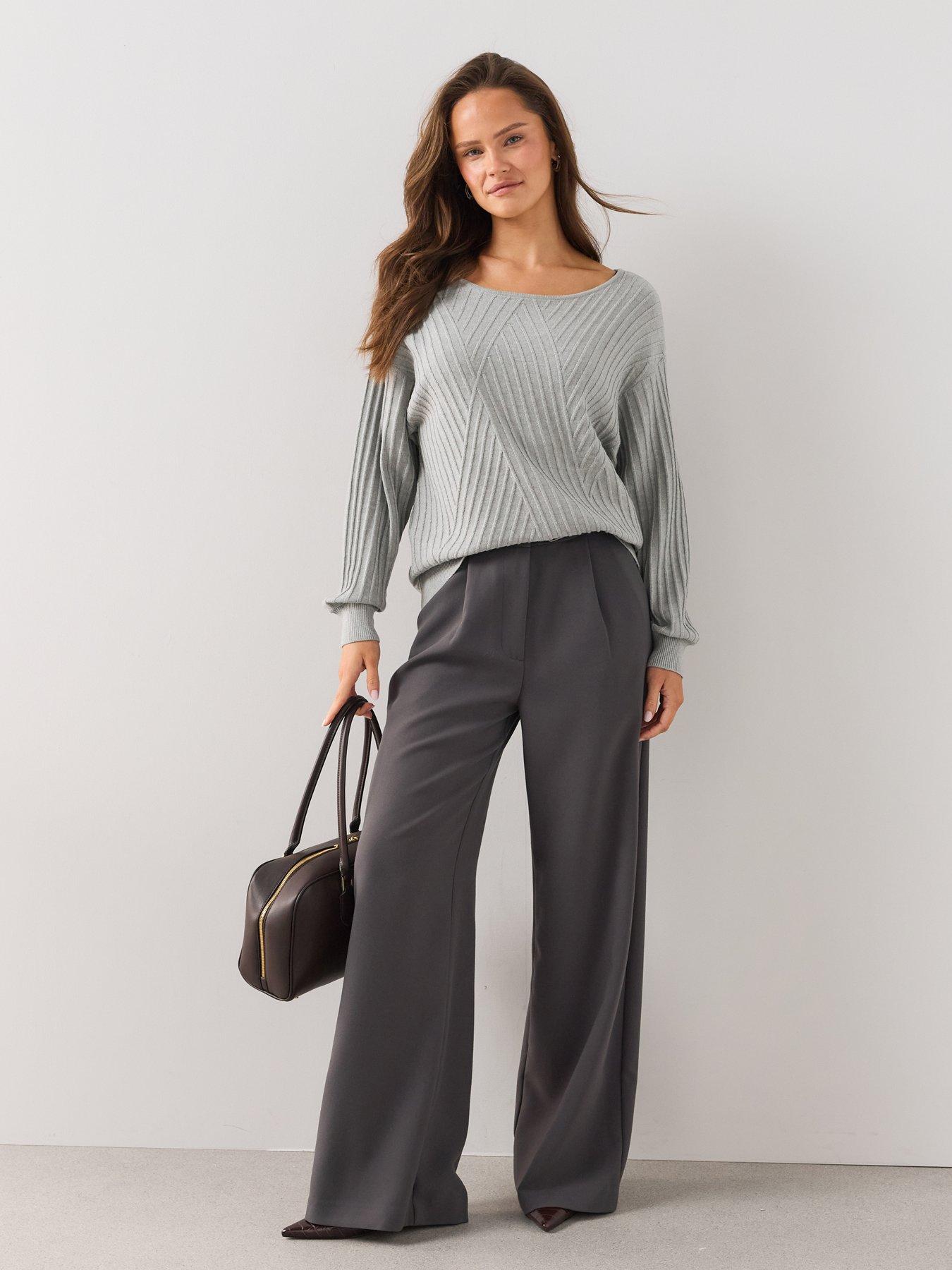 Image 3 of 7 of The Very Collection Classic Comfort Stitch Interest Jumper - Grey