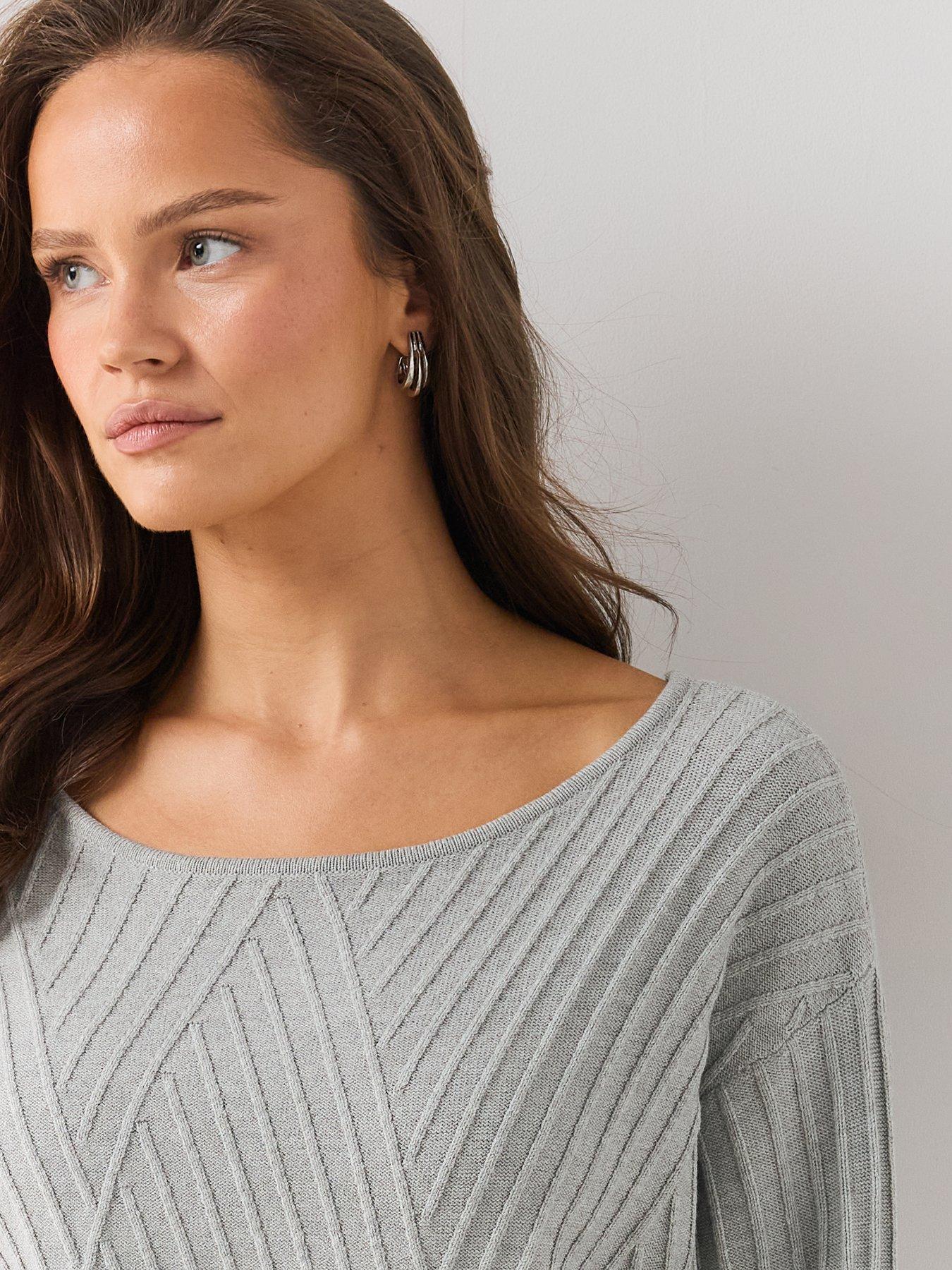 Image 4 of 7 of The Very Collection Classic Comfort Stitch Interest Jumper - Grey
