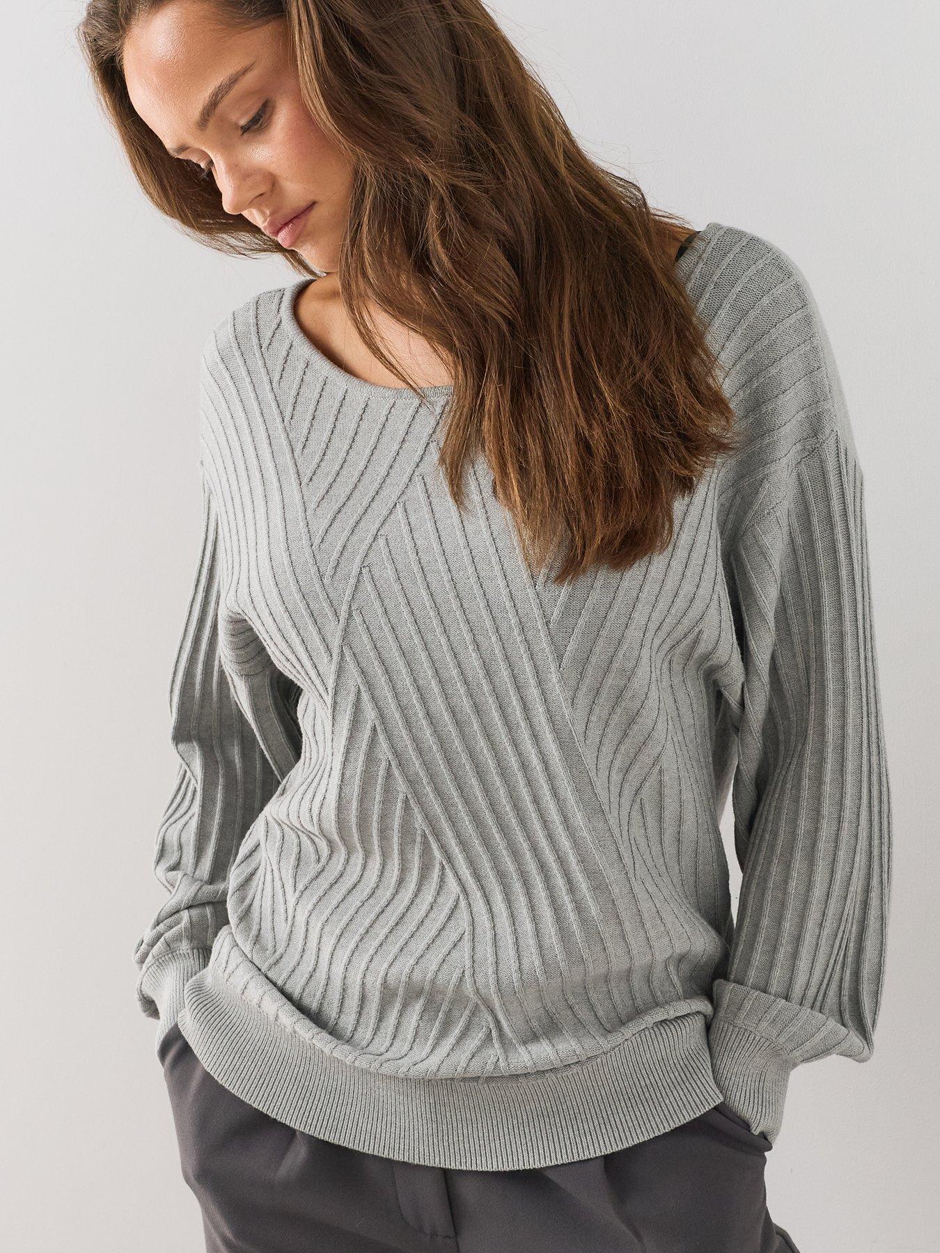 Image 5 of 7 of The Very Collection Classic Comfort Stitch Interest Jumper - Grey