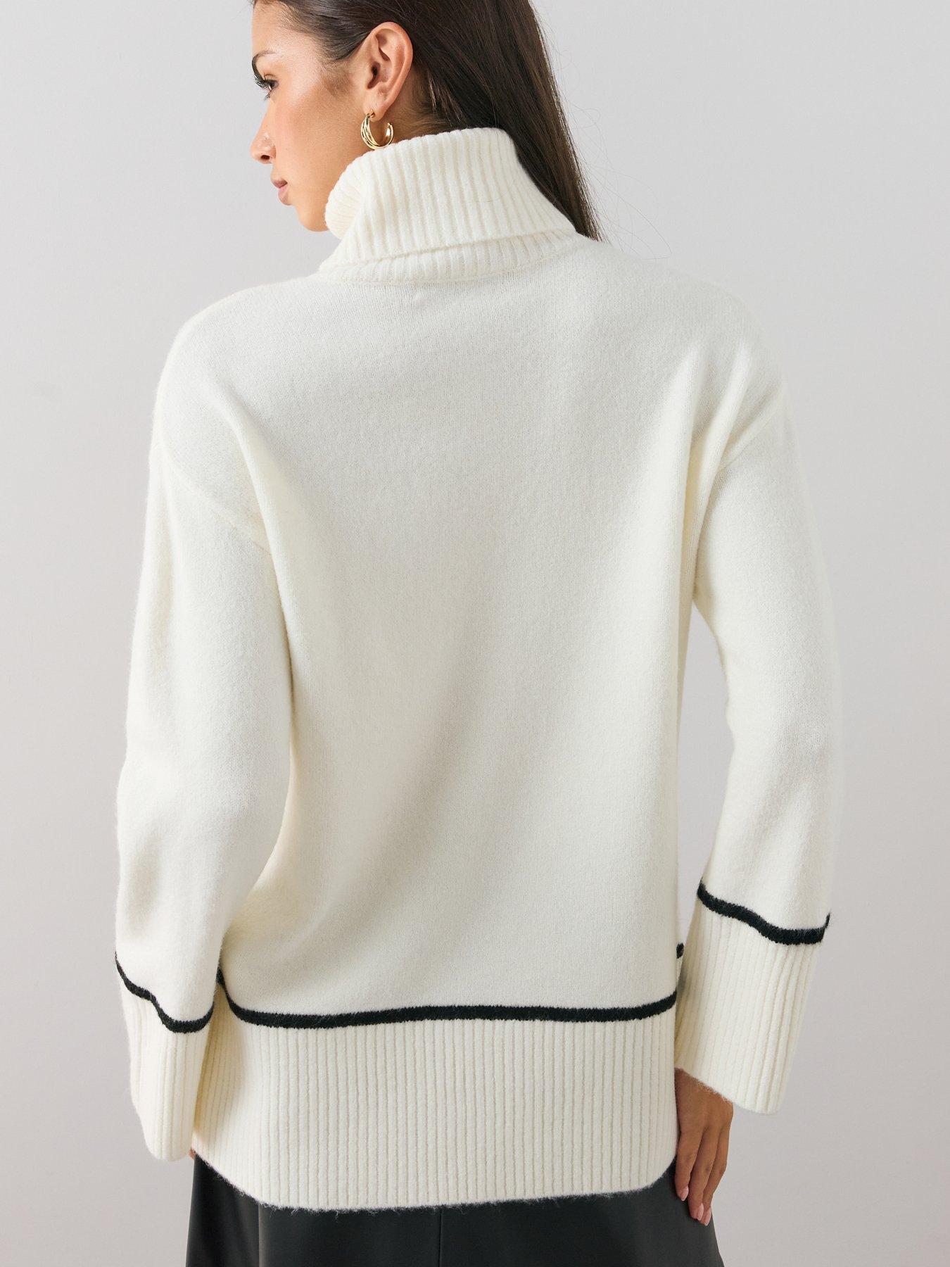 Image 2 of 6 of The Very Collection Womens Cosy Yarn Roll Neck Longline Jumper - Cream