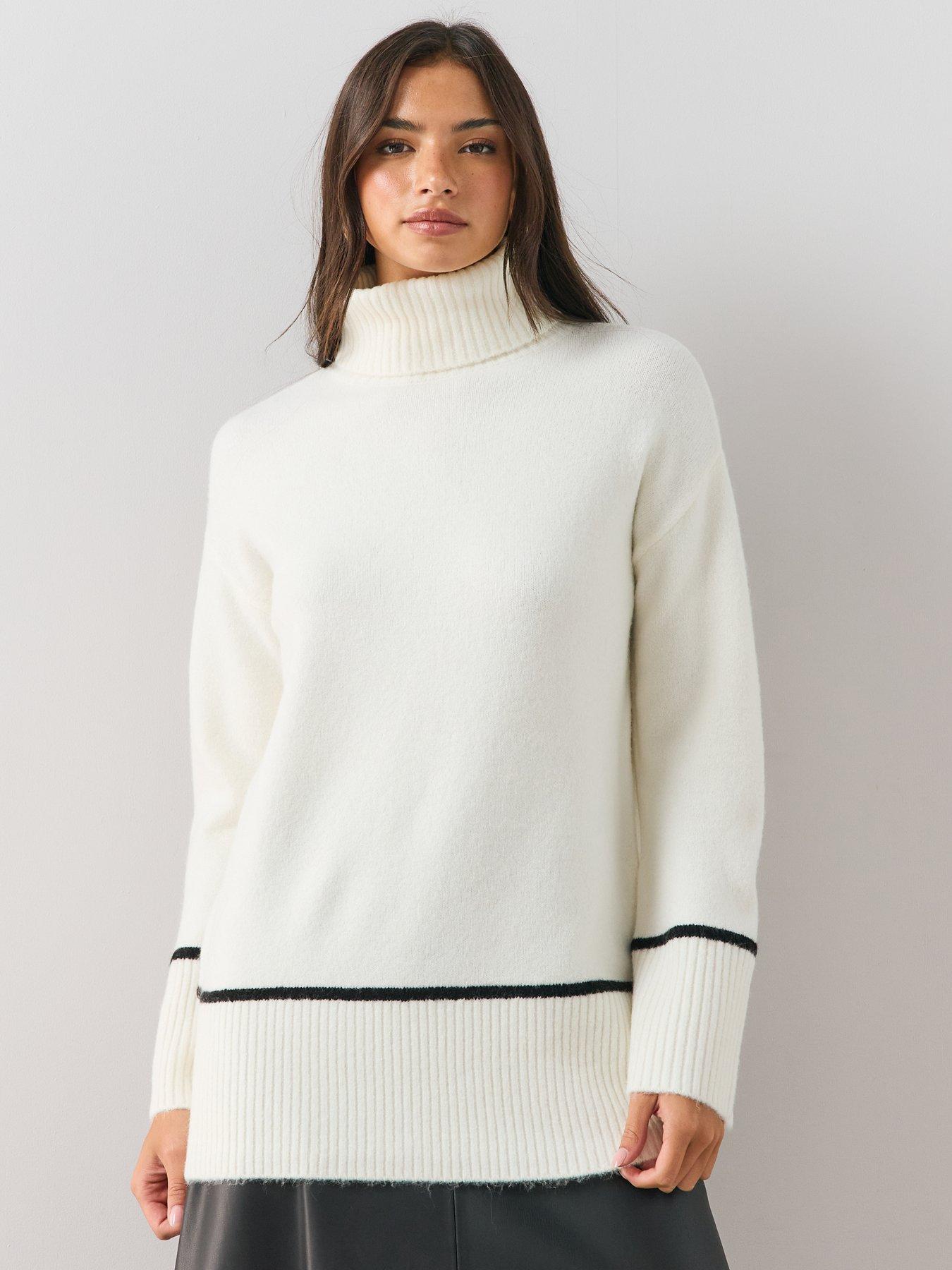 Image 3 of 6 of The Very Collection Womens Cosy Yarn Roll Neck Longline Jumper - Cream