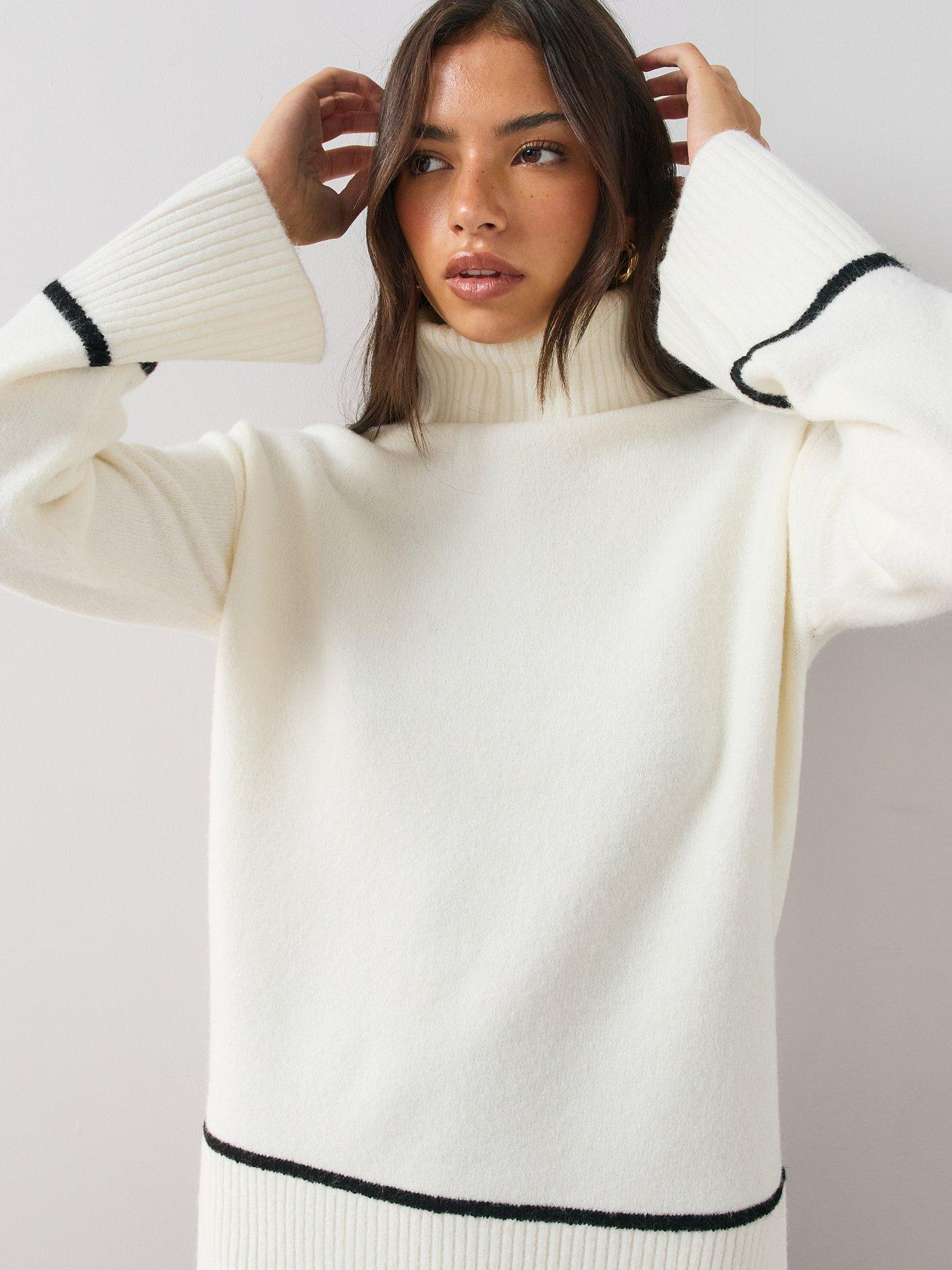 Image 4 of 6 of The Very Collection Womens Cosy Yarn Roll Neck Longline Jumper - Cream