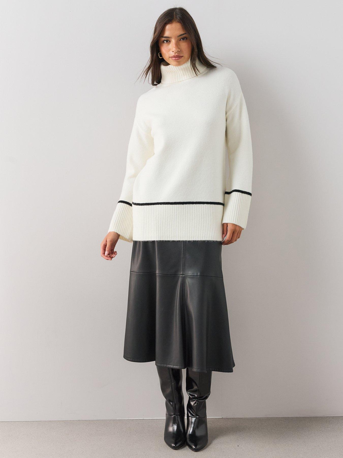 Image 6 of 6 of The Very Collection Womens Cosy Yarn Roll Neck Longline Jumper - Cream