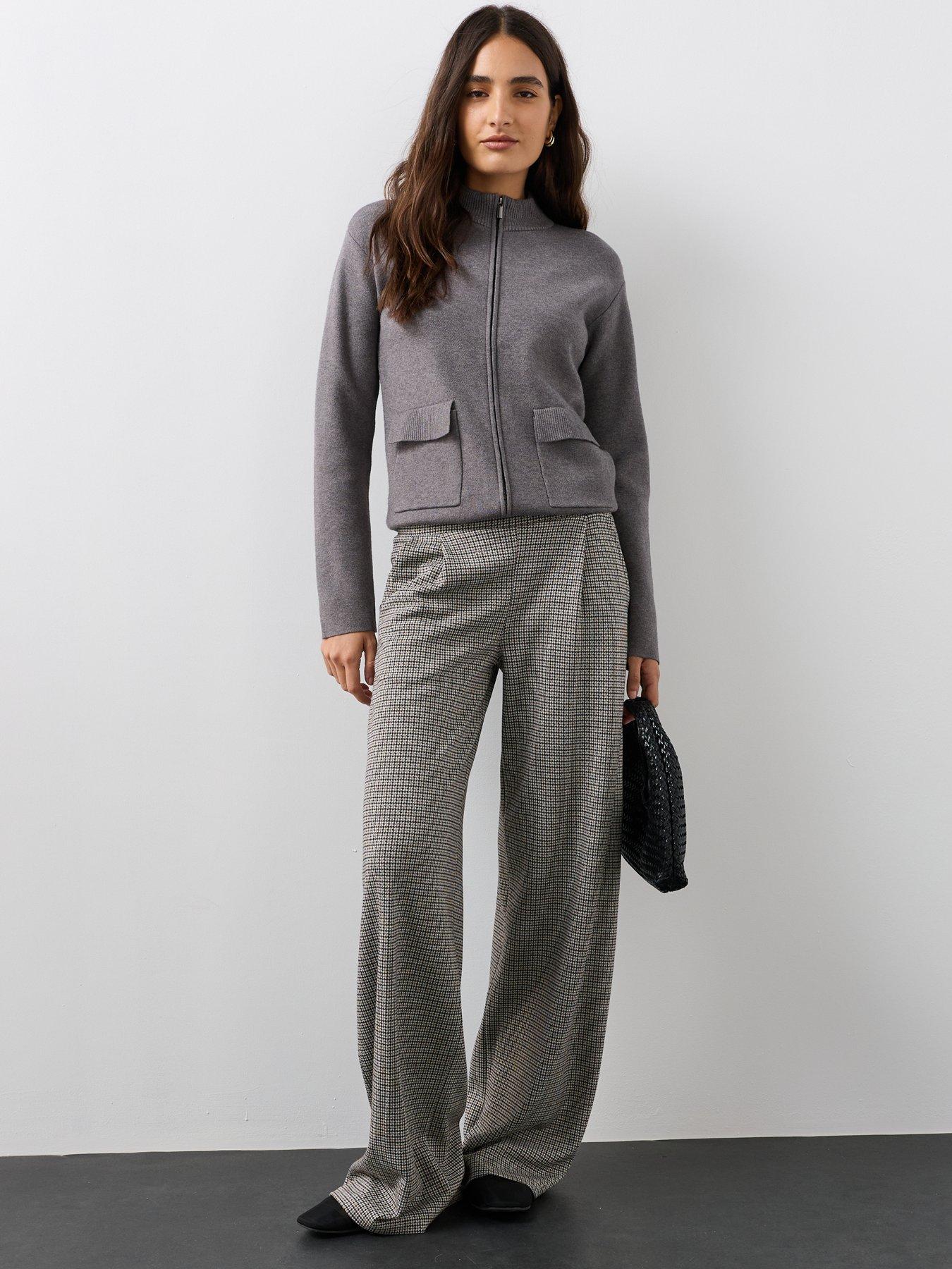Image 3 of 7 of The Very Collection Funnel Neck Zip Through Knitted Jacket - Grey