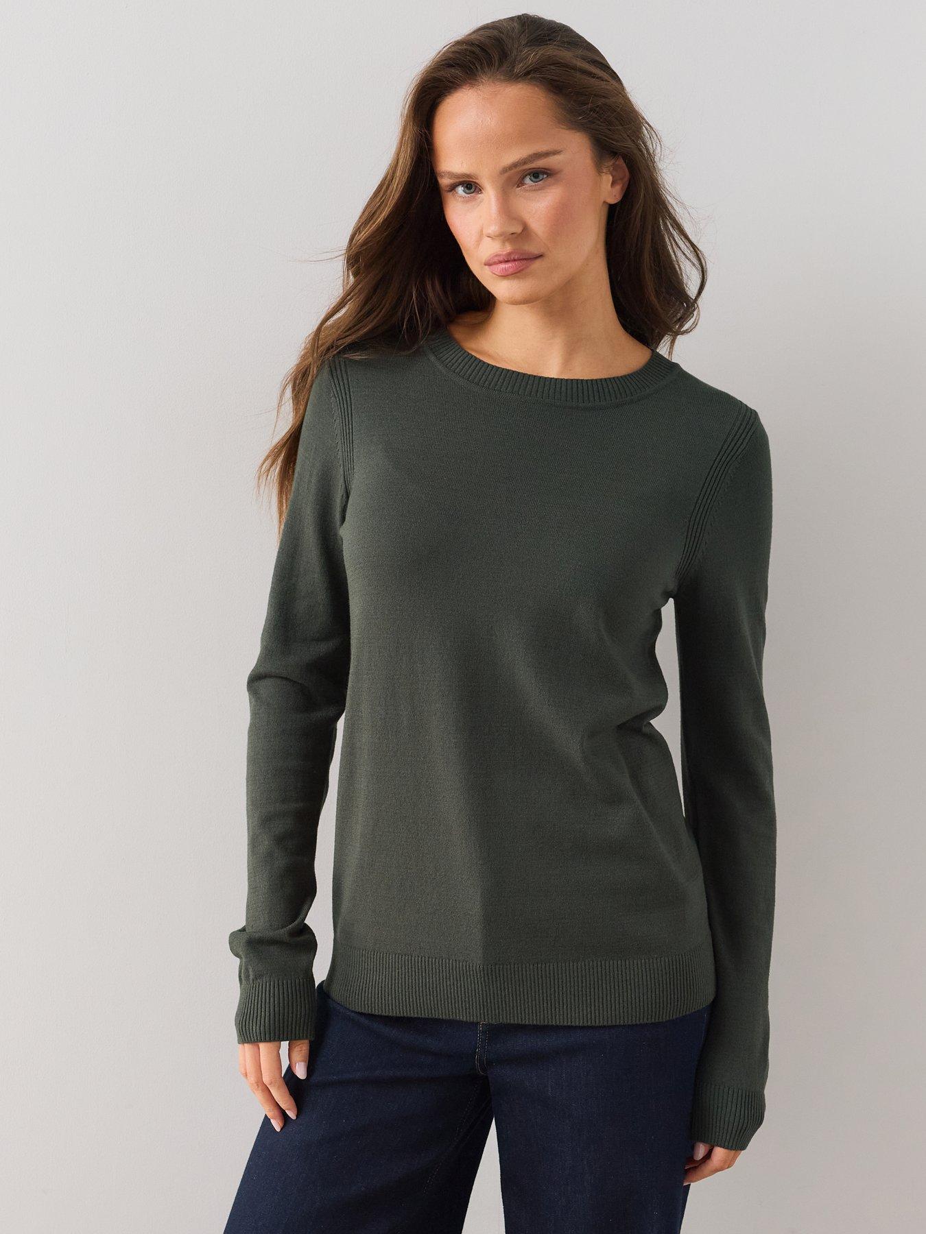 The Very Collection Classic Comfort Crew Neck Knitted Jumper - Dark Green