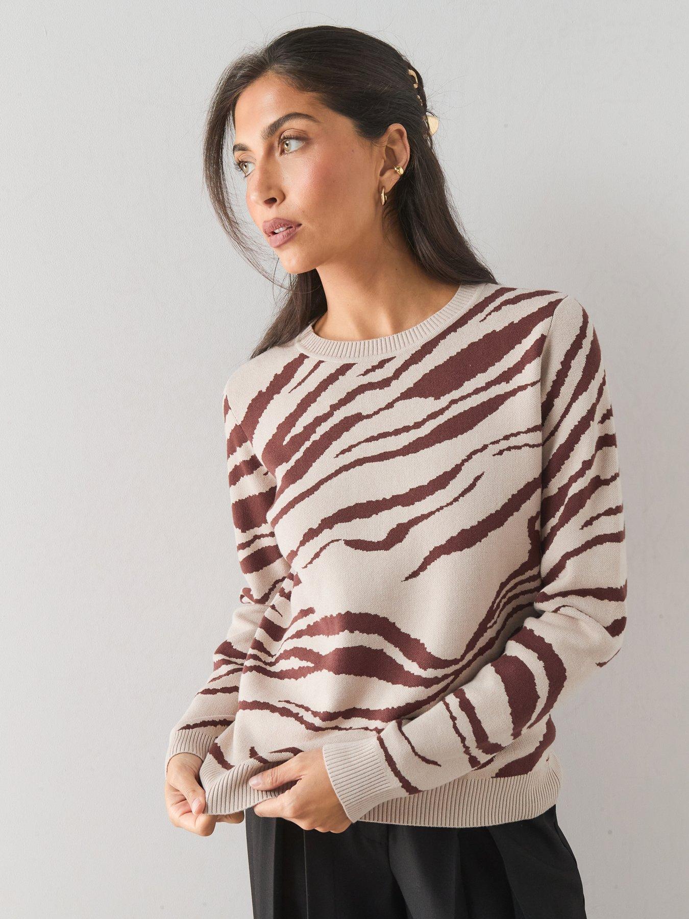 The Very Collection Classic Comfort Crew Neck Jumper With Animal Jacquard - Brown