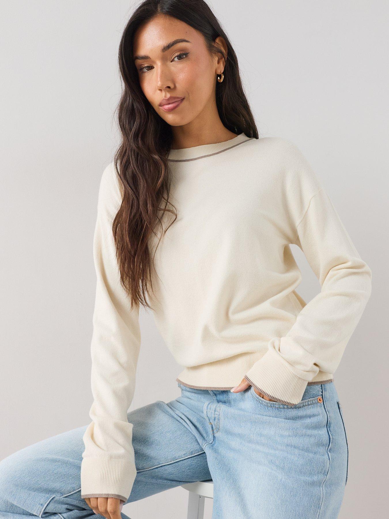 The Very Collection Women's Classic Comfort Crew Neck Knitted Jumper - Cream