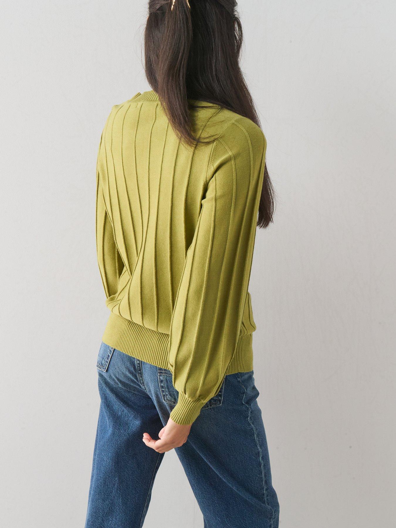 Image 6 of 7 of The Very Collection Classic Comfort Crew Neck Stitch Interest Jumper - Green