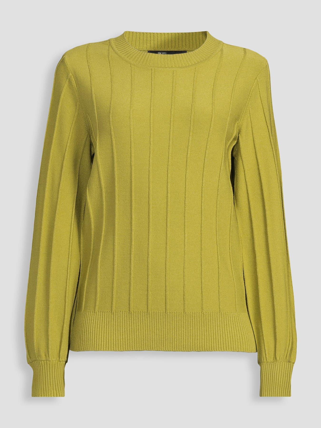 Image 7 of 7 of The Very Collection Classic Comfort Crew Neck Stitch Interest Jumper - Green