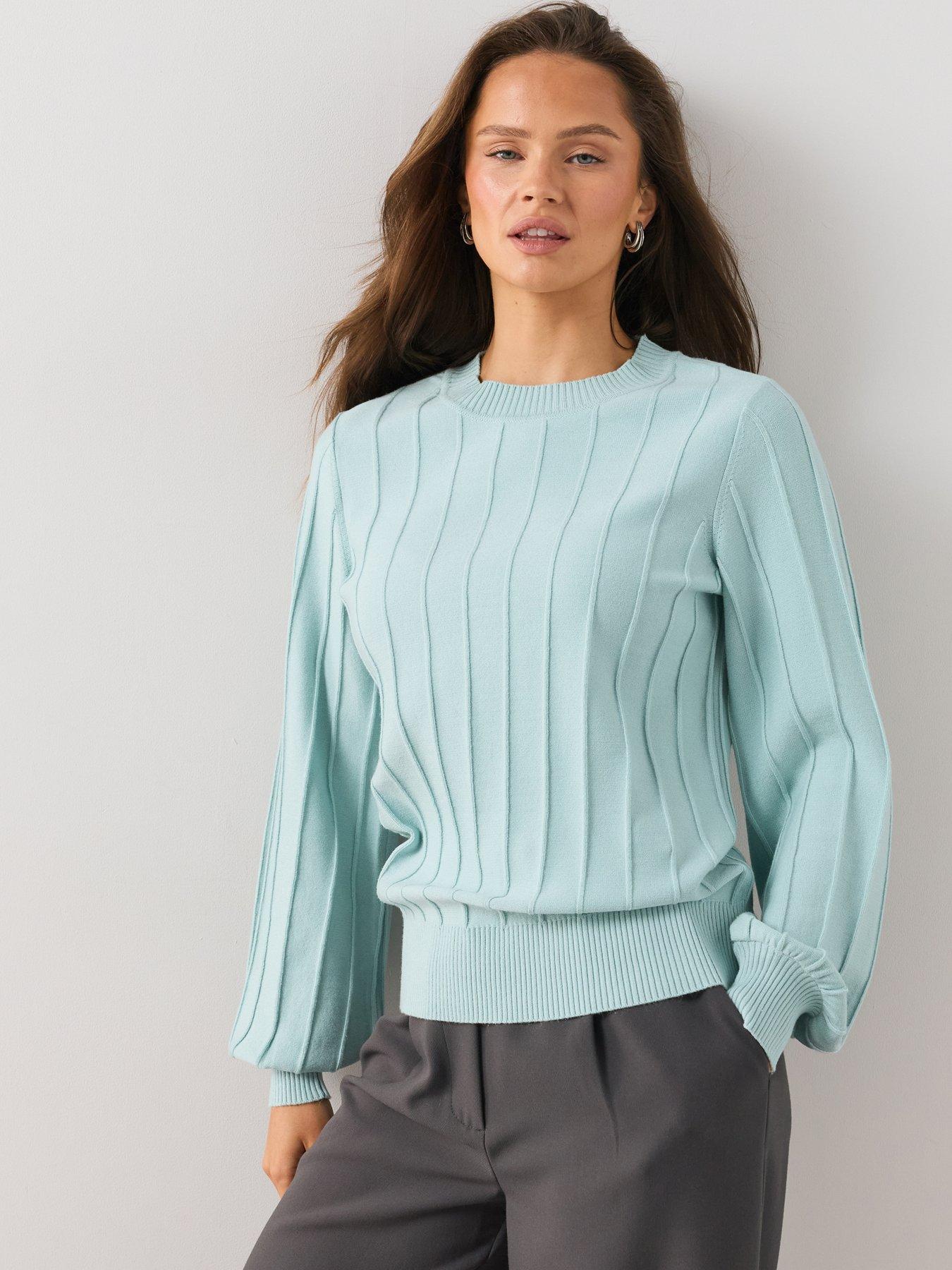 The Very Collection Classic Comfort Crew Neck Stitch Interest Jumper - Light Blue