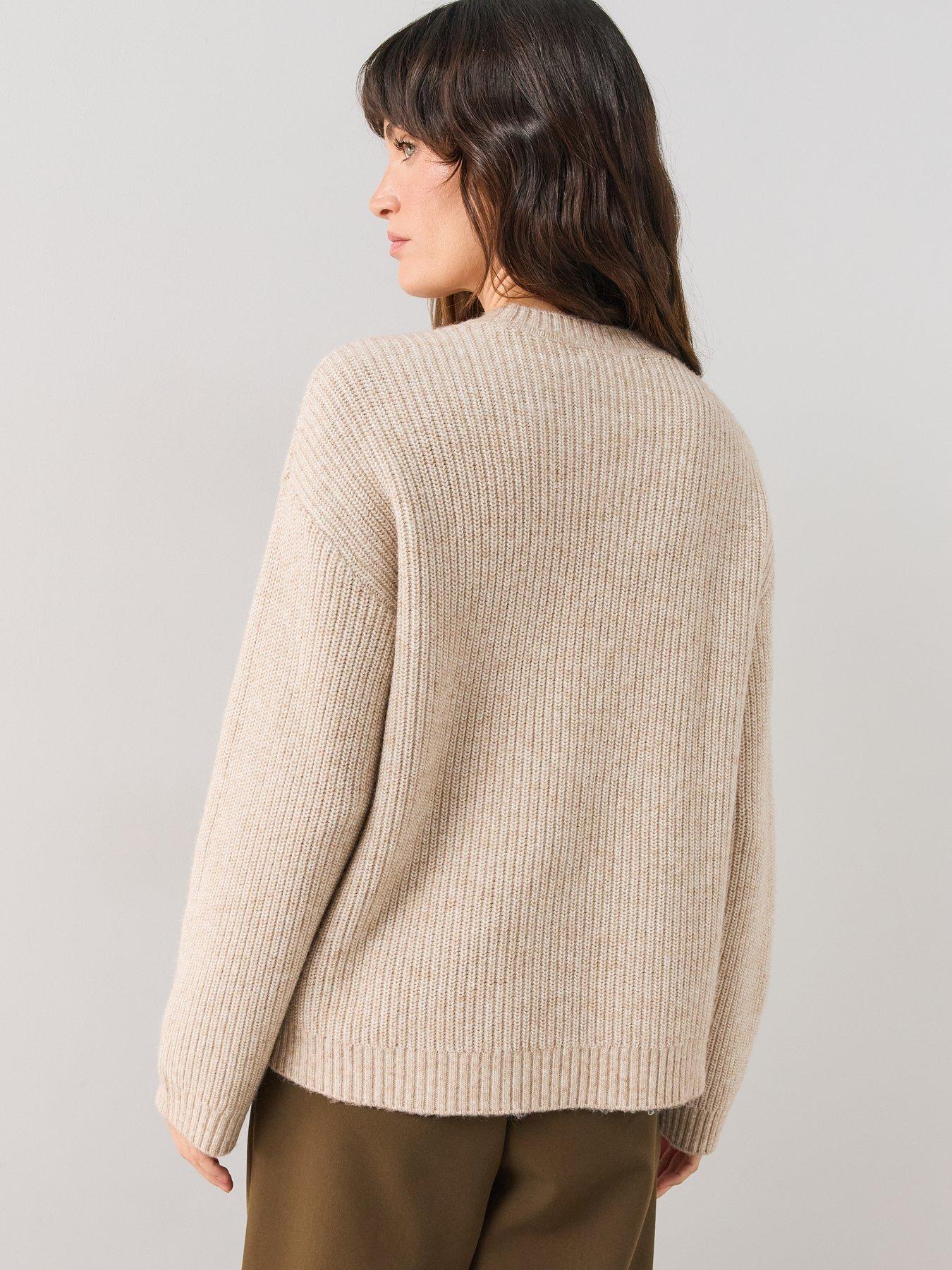 Image 2 of 7 of The Very Collection Timeless Yarn Crew Neck Jumper - Beige