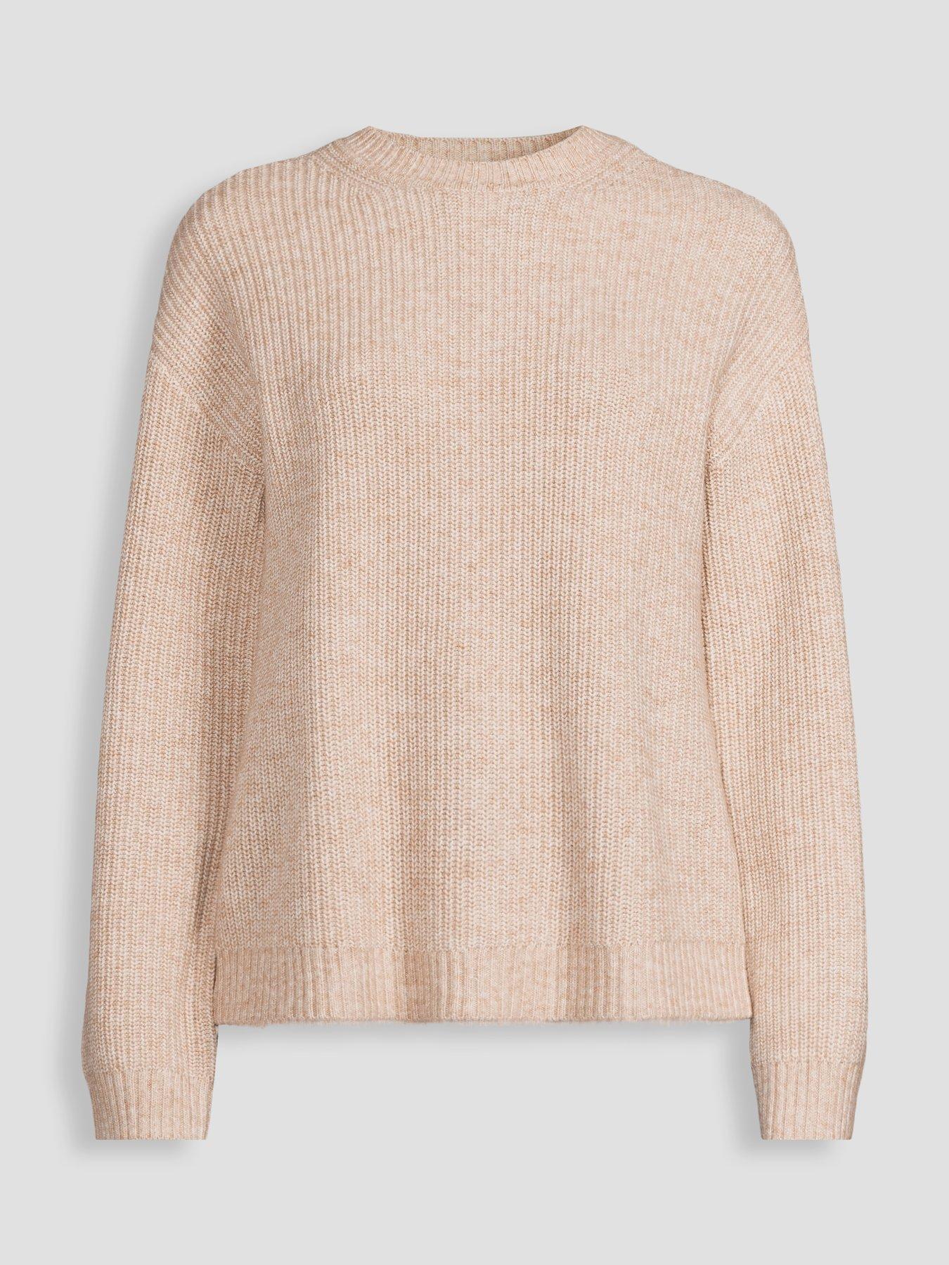 Image 7 of 7 of The Very Collection Timeless Yarn Crew Neck Jumper - Beige