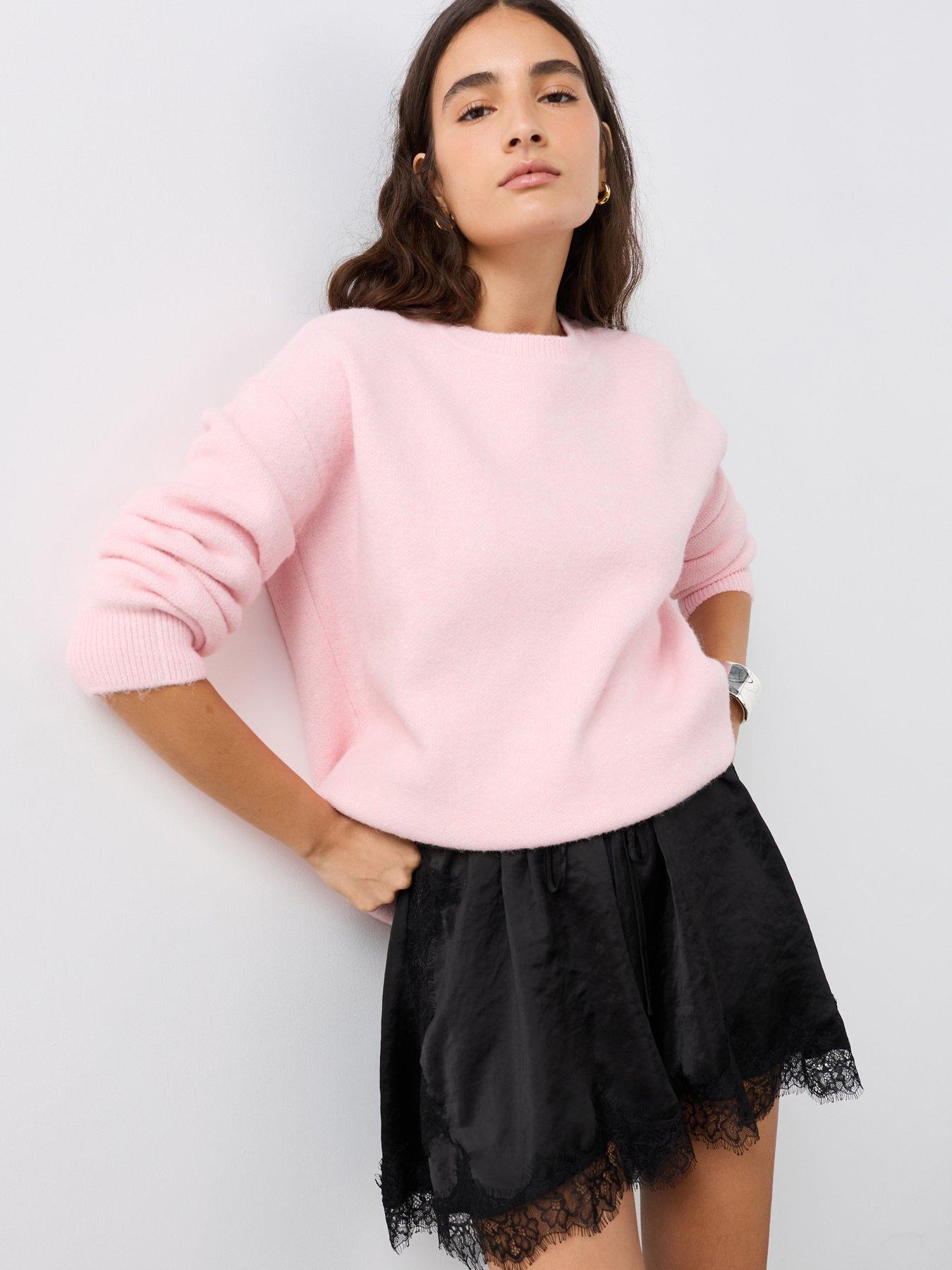 Image 1 of 7 of The Very Collection Longline Oversized Jumper - Pink