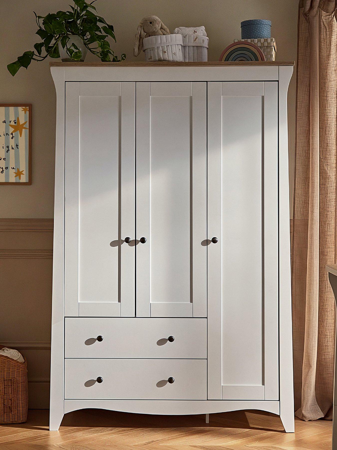 Image 1 of 6 of CuddleCo Clara Triple Wardrobe 2dwr - White/Ash