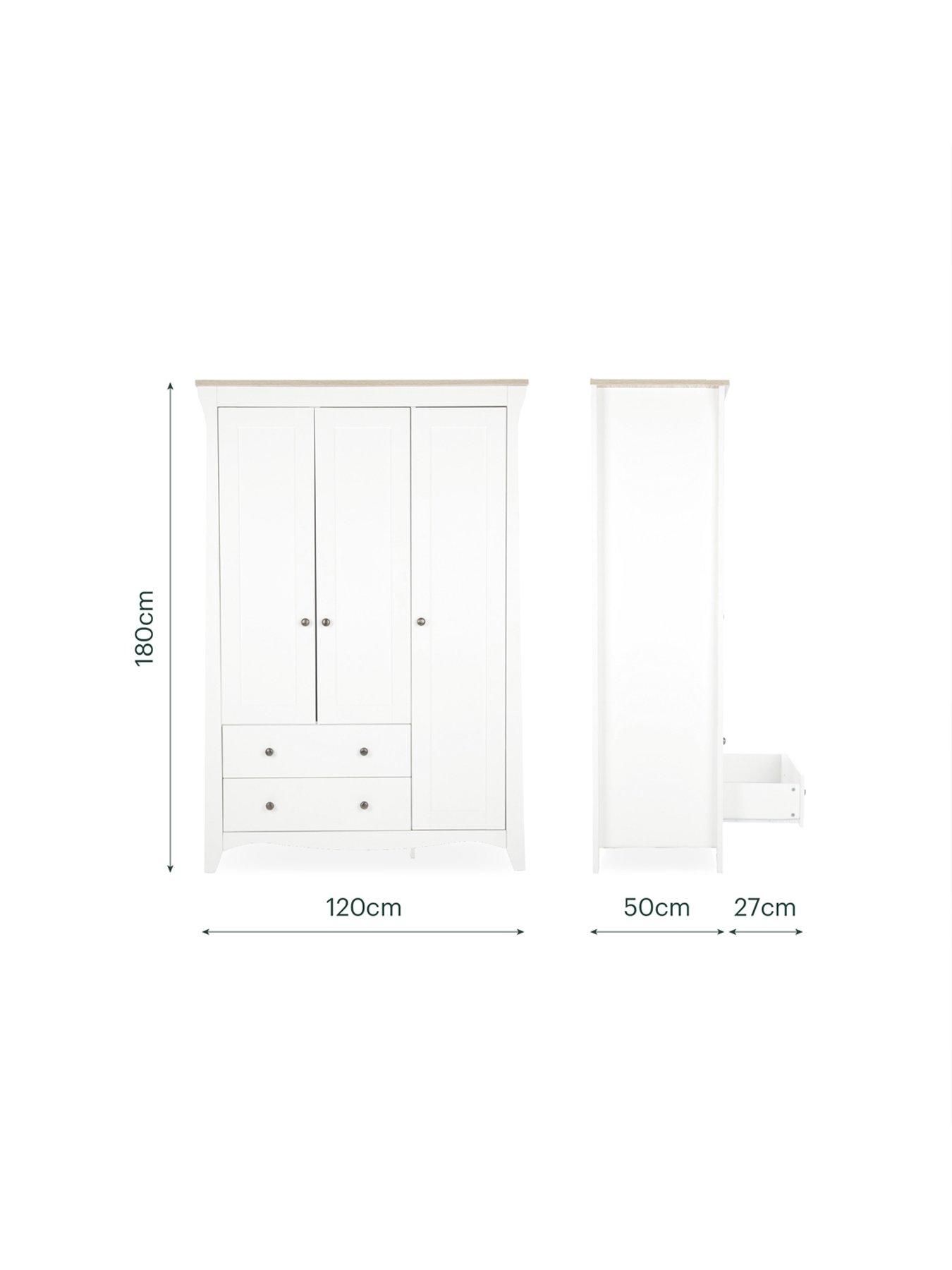 Image 5 of 6 of CuddleCo Clara Triple Wardrobe 2dwr - White/Ash