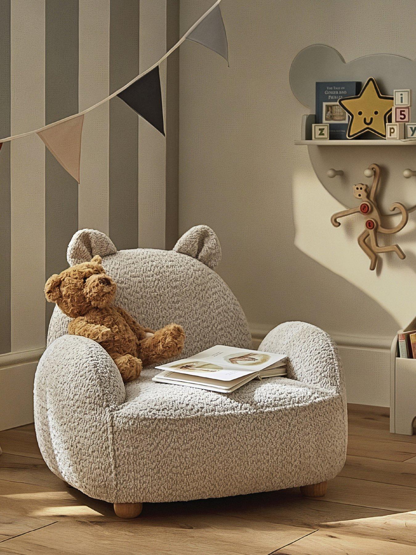 CuddleCo Etta Bear Kids Chair - Boucle Mushroom