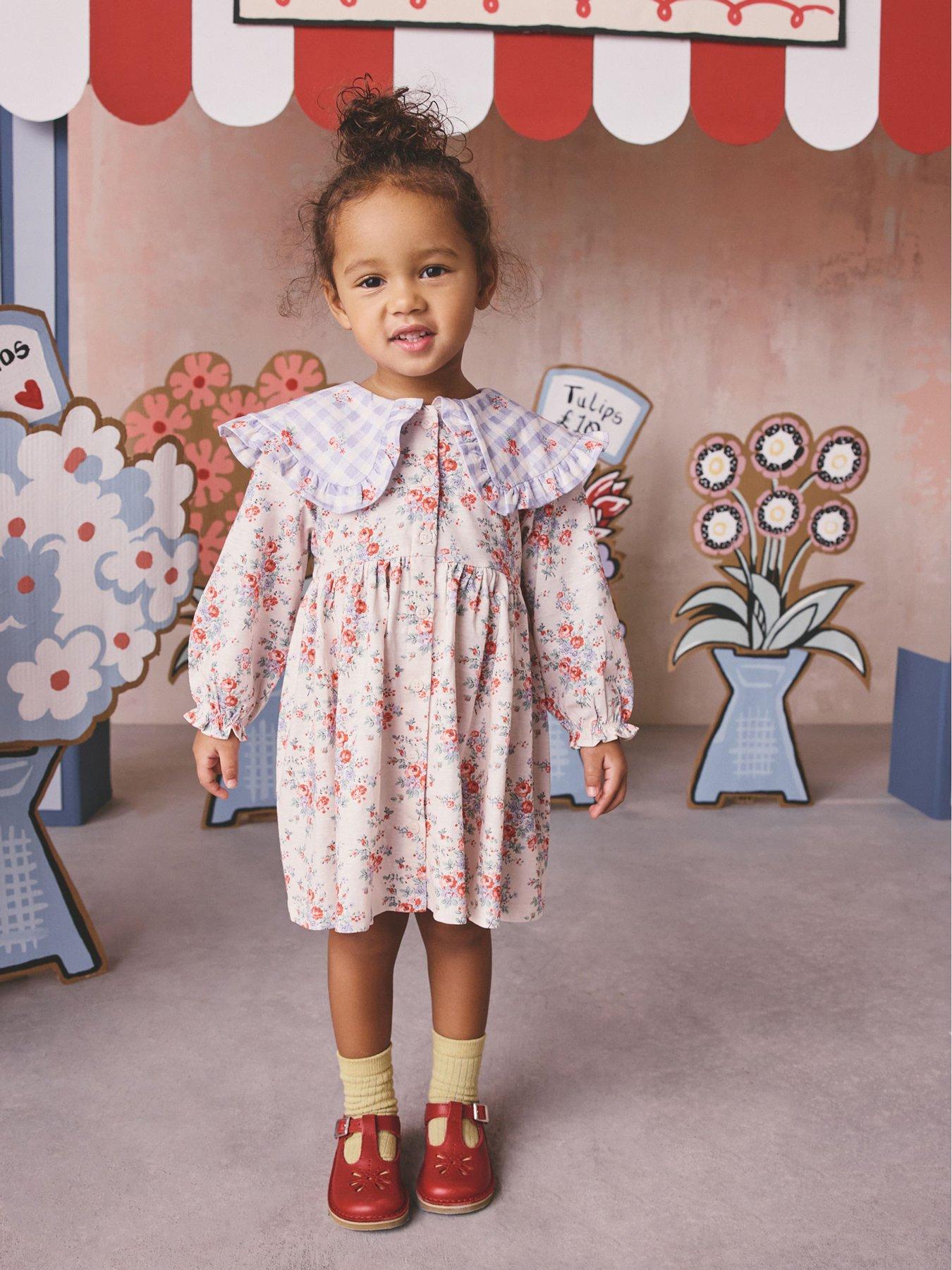 Cath Kidston Younger Girls Long Sleeved Collar Dress - Cream